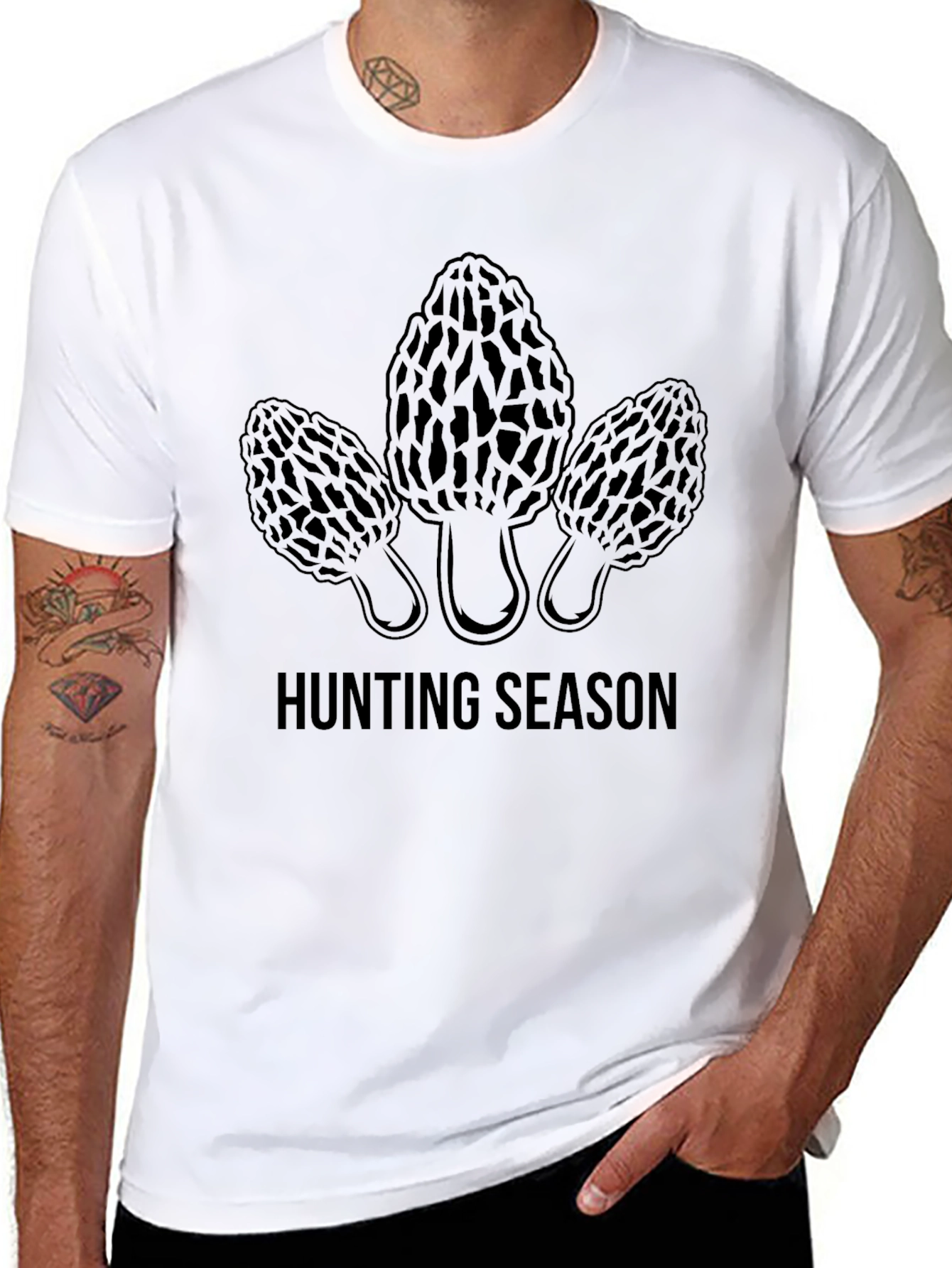 Morel Mushroom Hunting Season Black T-Shirt