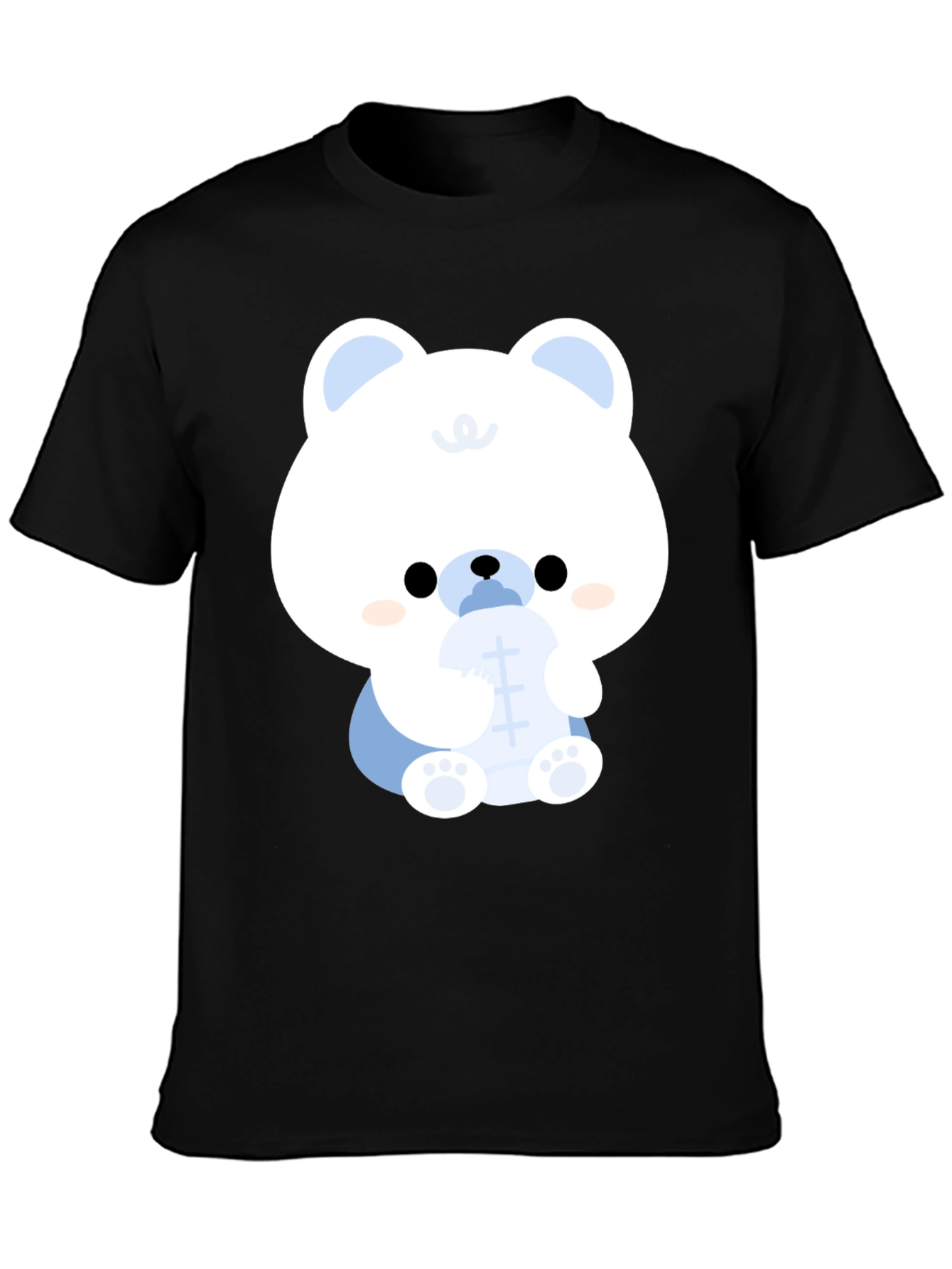 Cute Cartoon Bear Black T-Shirt