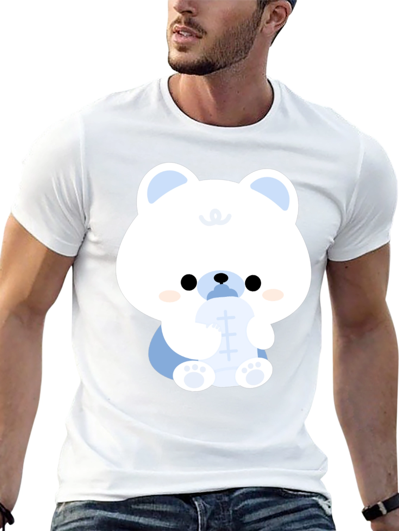 Cute Cartoon Bear Black T-Shirt
