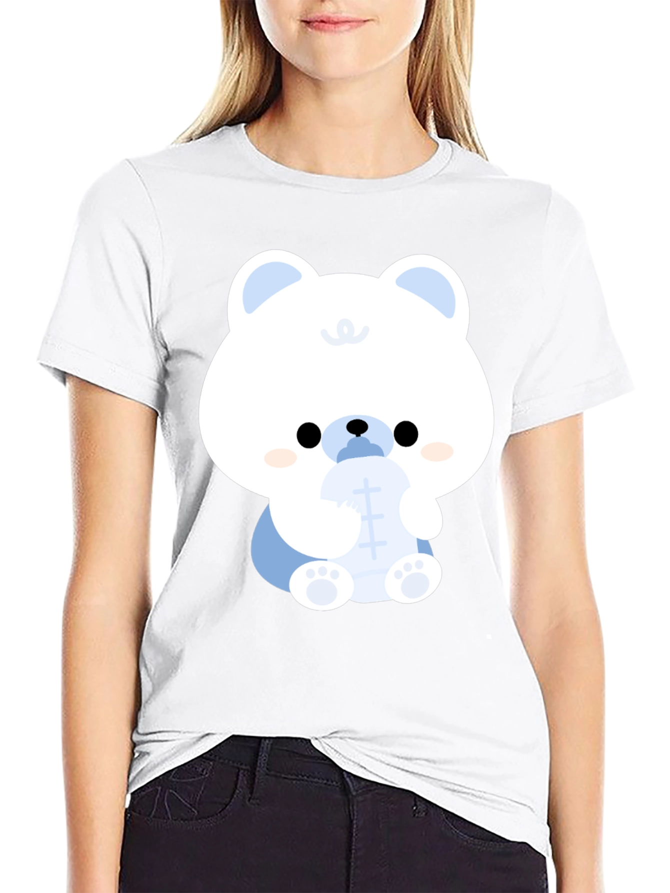 Cute Cartoon Bear Black T-Shirt