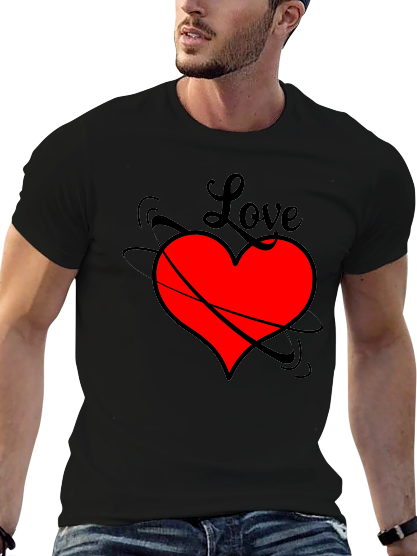 Love Heart Black T-Shirt - Stylish Graphic Tee
