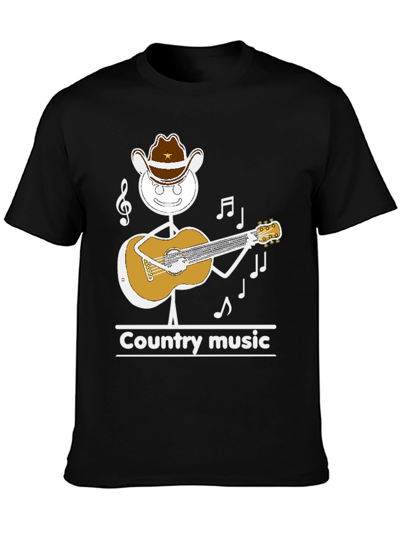 Country Music Stick Figure Cowboy Guitar T-Shirt