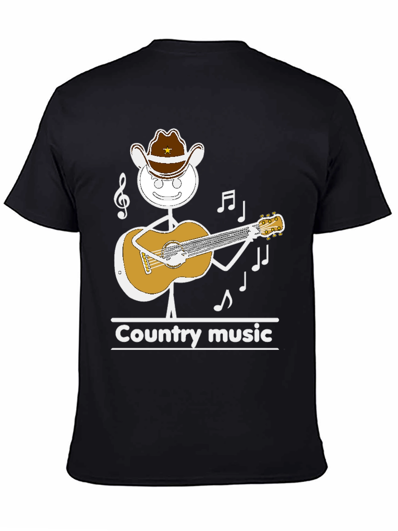Country Music Stick Figure Cowboy Guitar T-Shirt