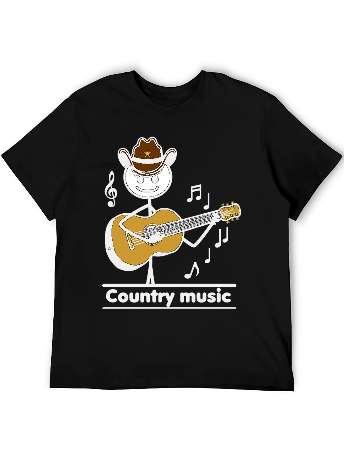 Country Music Stick Figure Cowboy Guitar T-Shirt