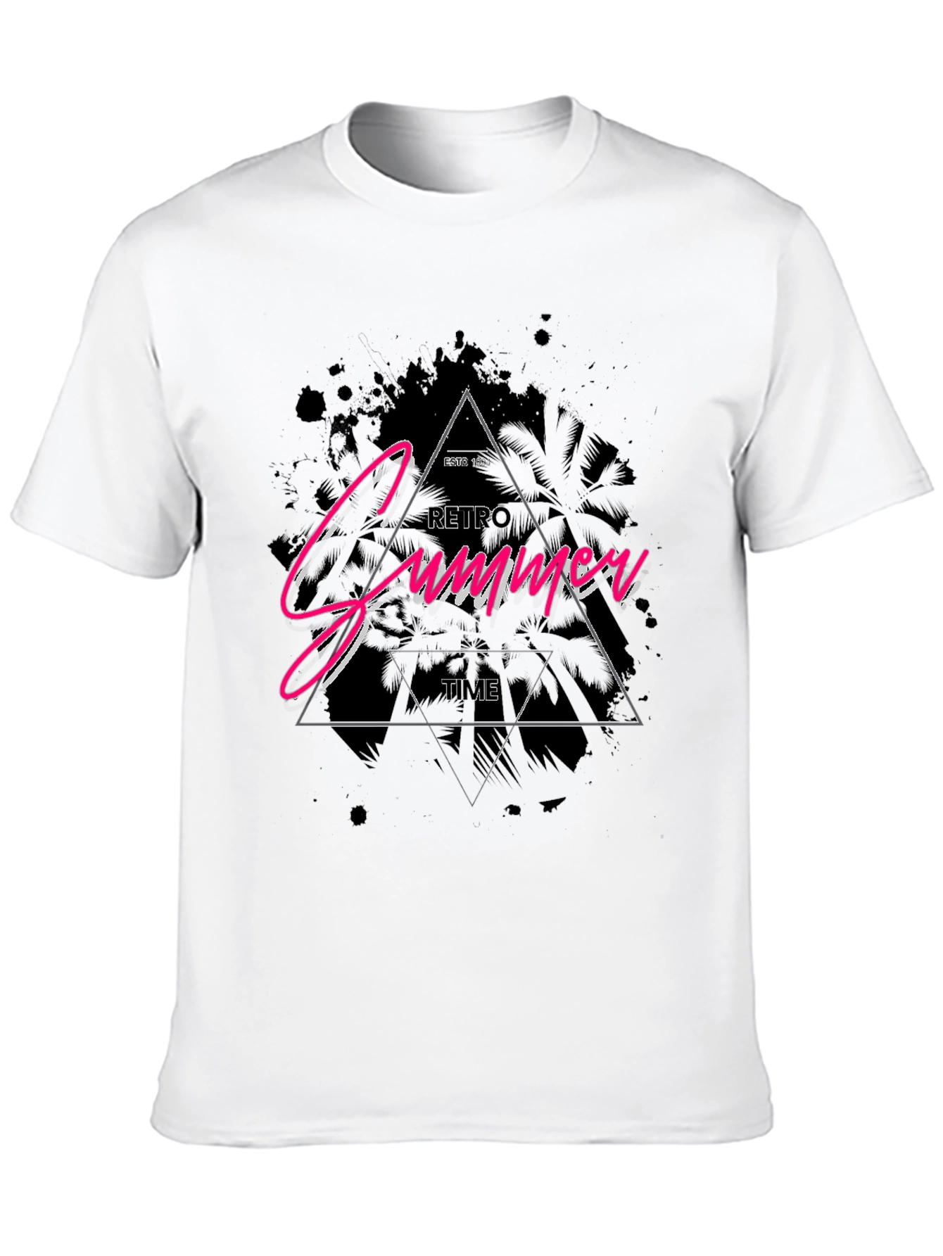 Retro Summer Time Graphic Black T-Shirt