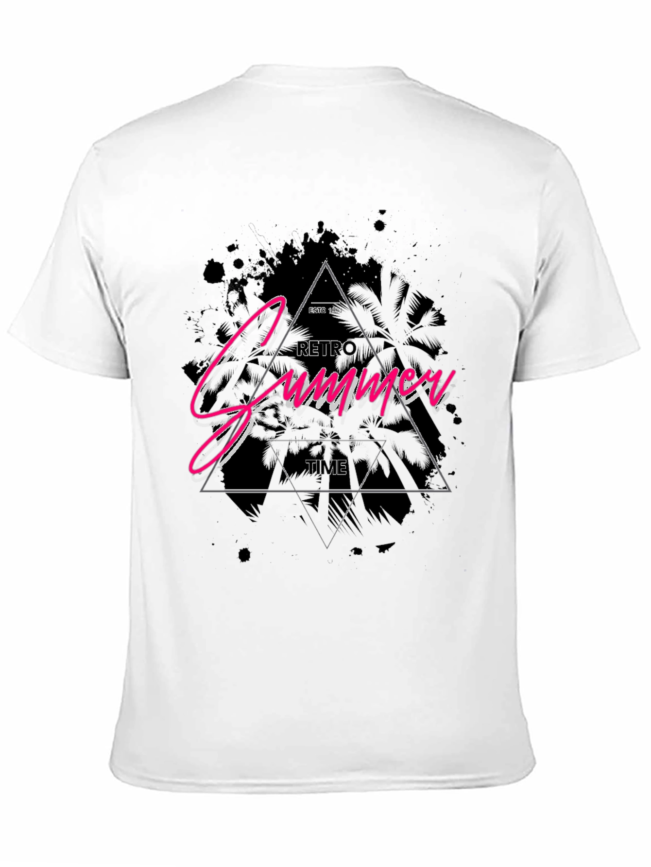 Retro Summer Time Graphic Black T-Shirt