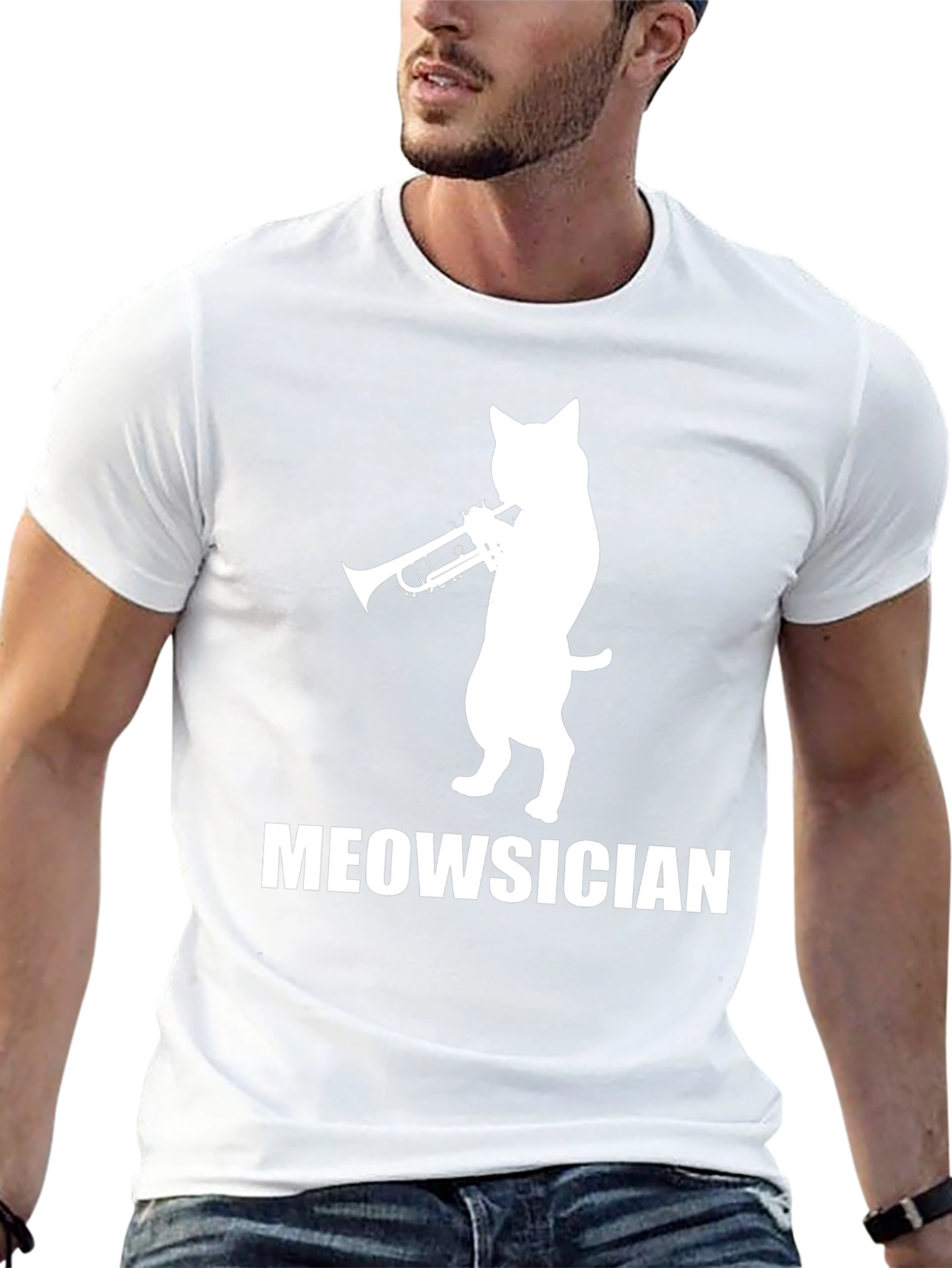 Meowsician Cat Trumpet Player T-Shirt