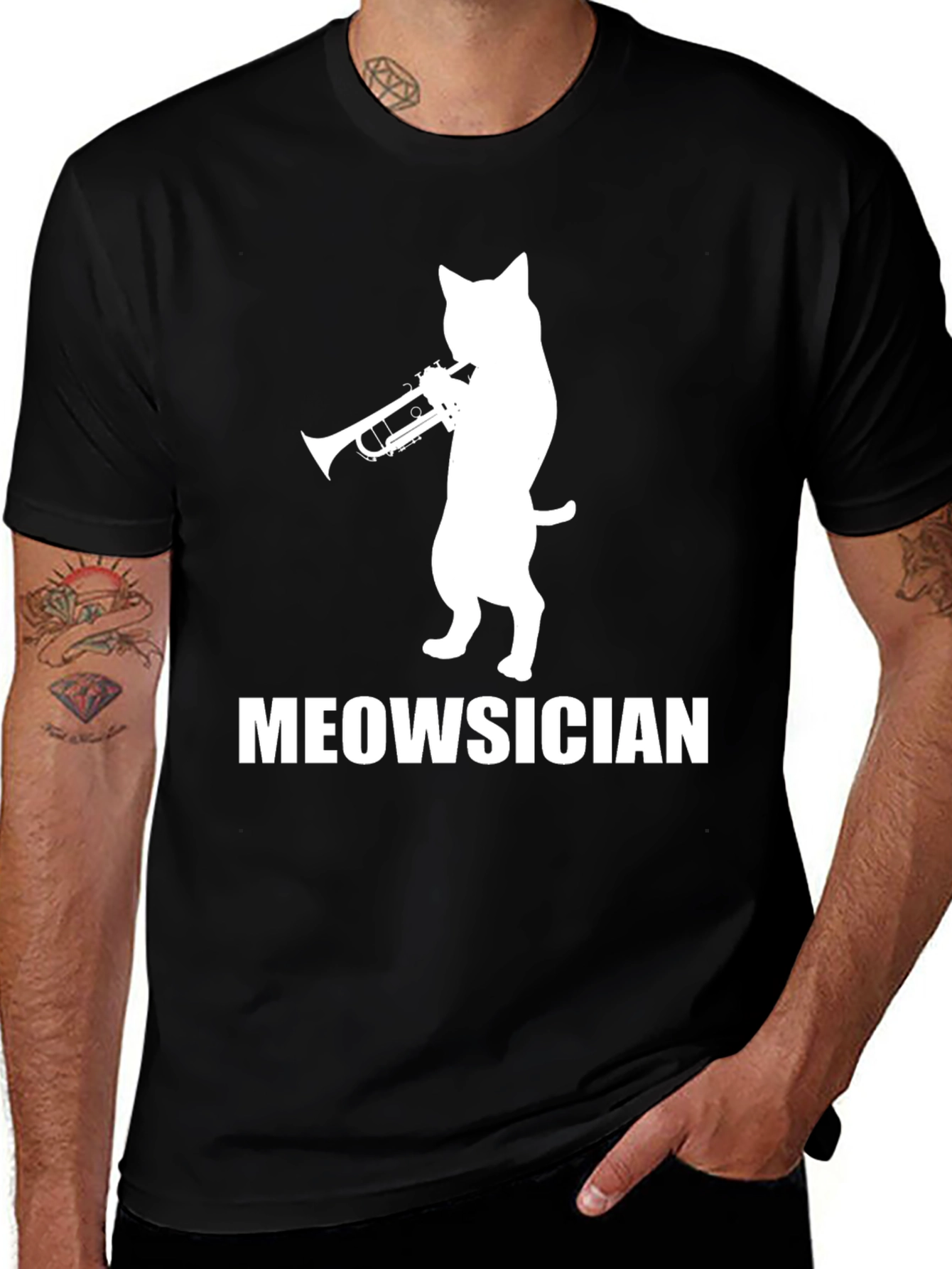 Meowsician Cat Trumpet Player T-Shirt