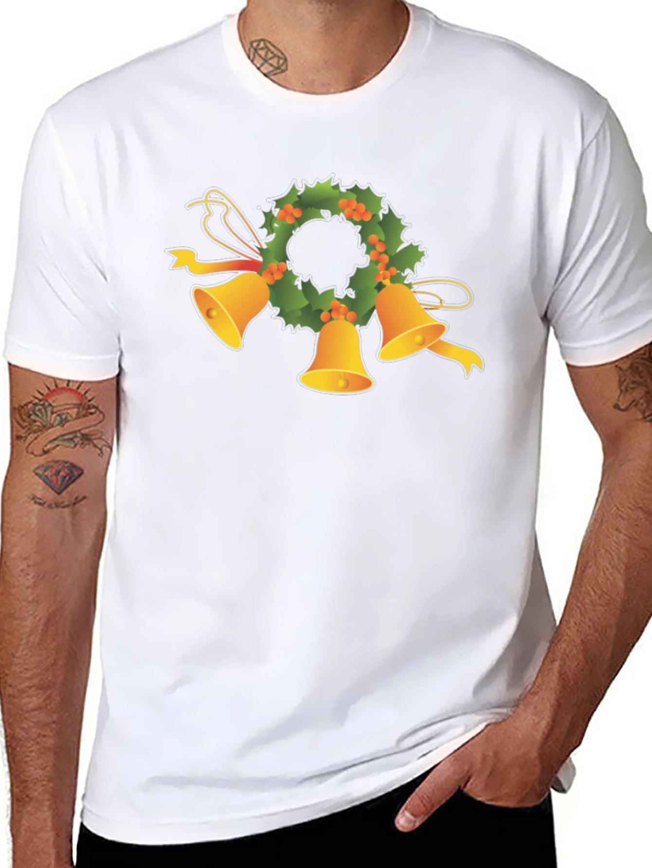Festive Holiday Bells Wreath Tee