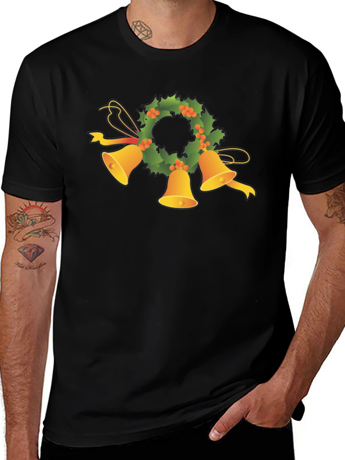 Festive Holiday Bells Wreath Tee