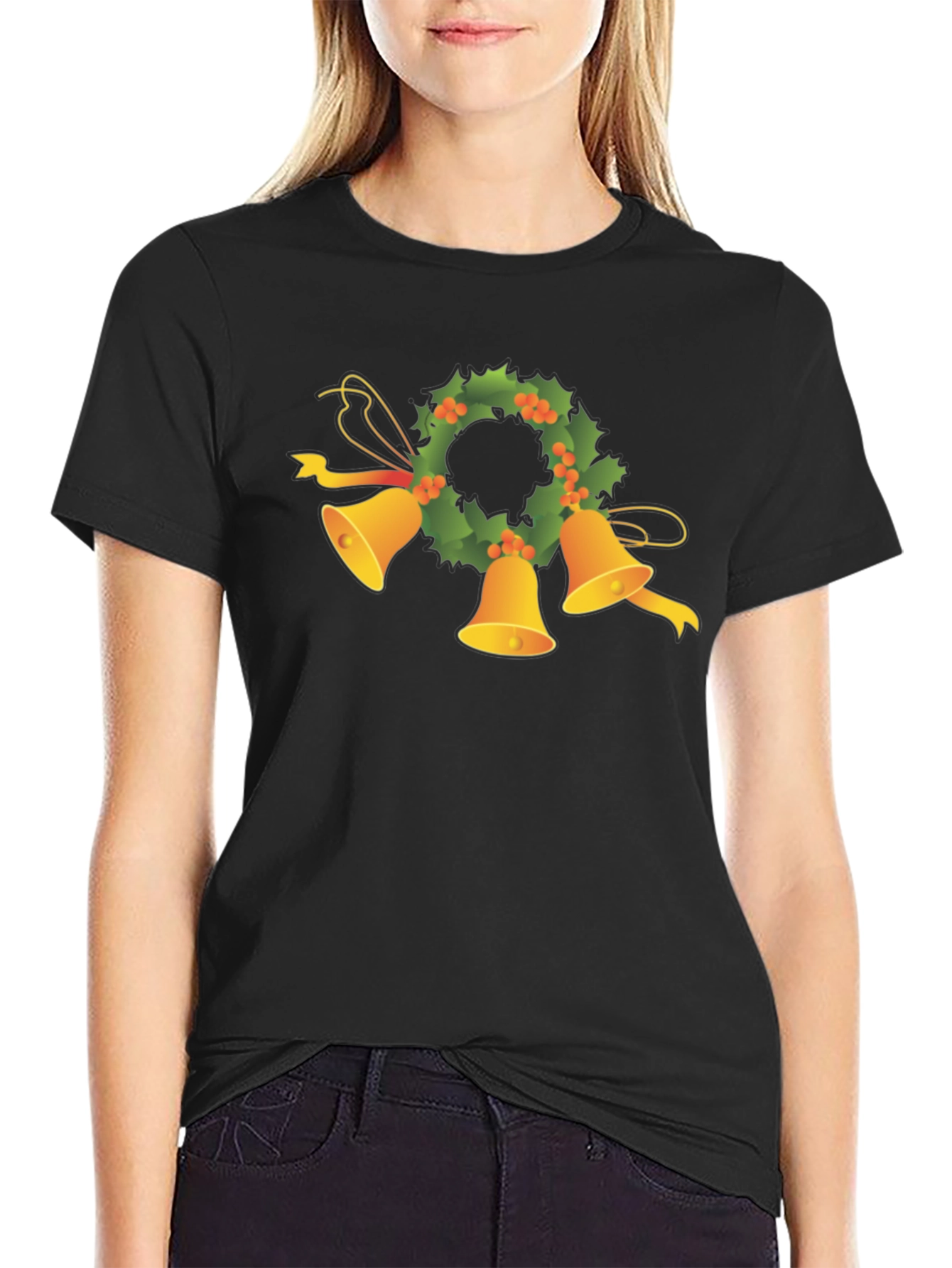 Festive Holiday Bells Wreath Tee