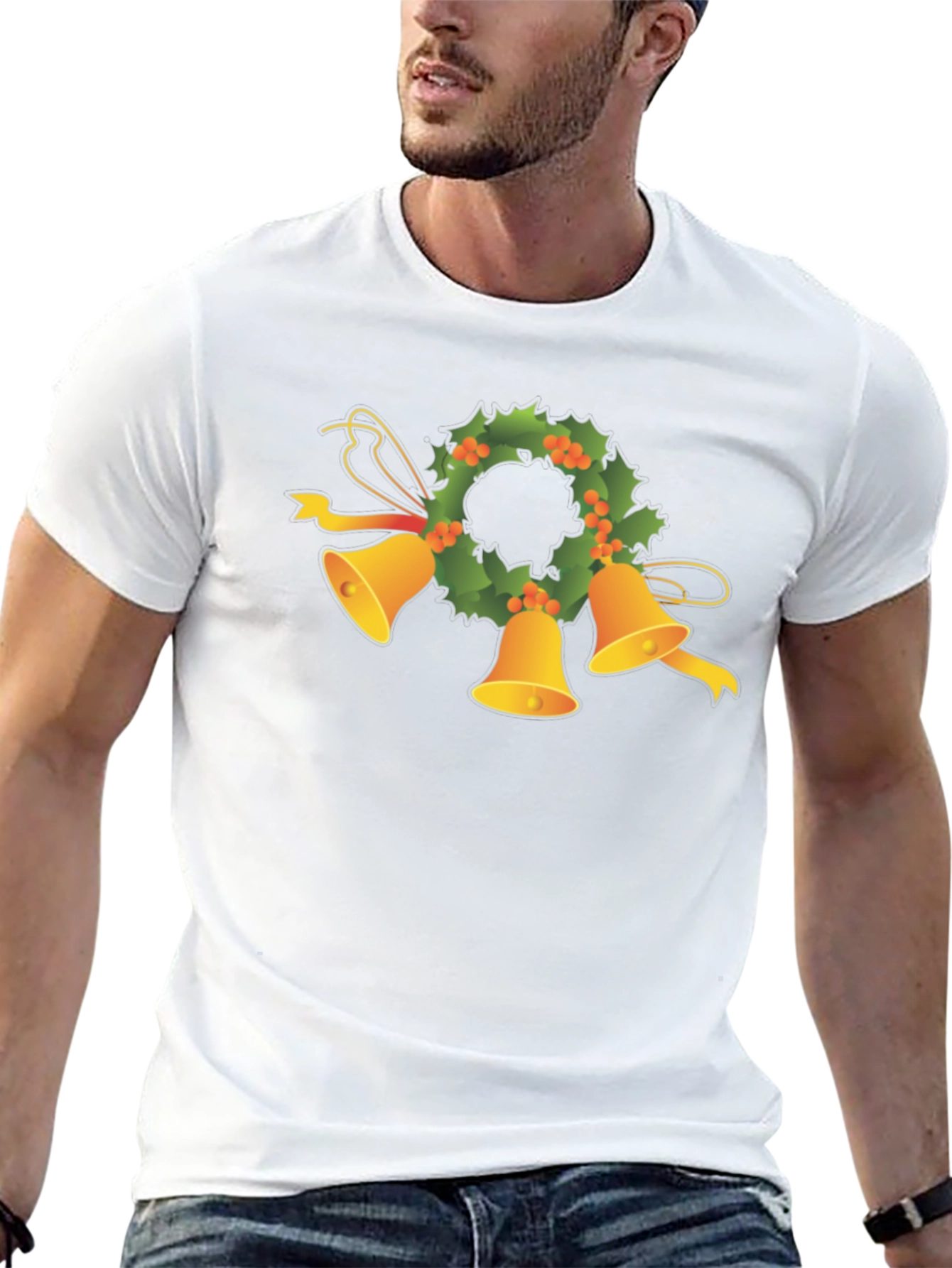 Festive Holiday Bells Wreath Tee