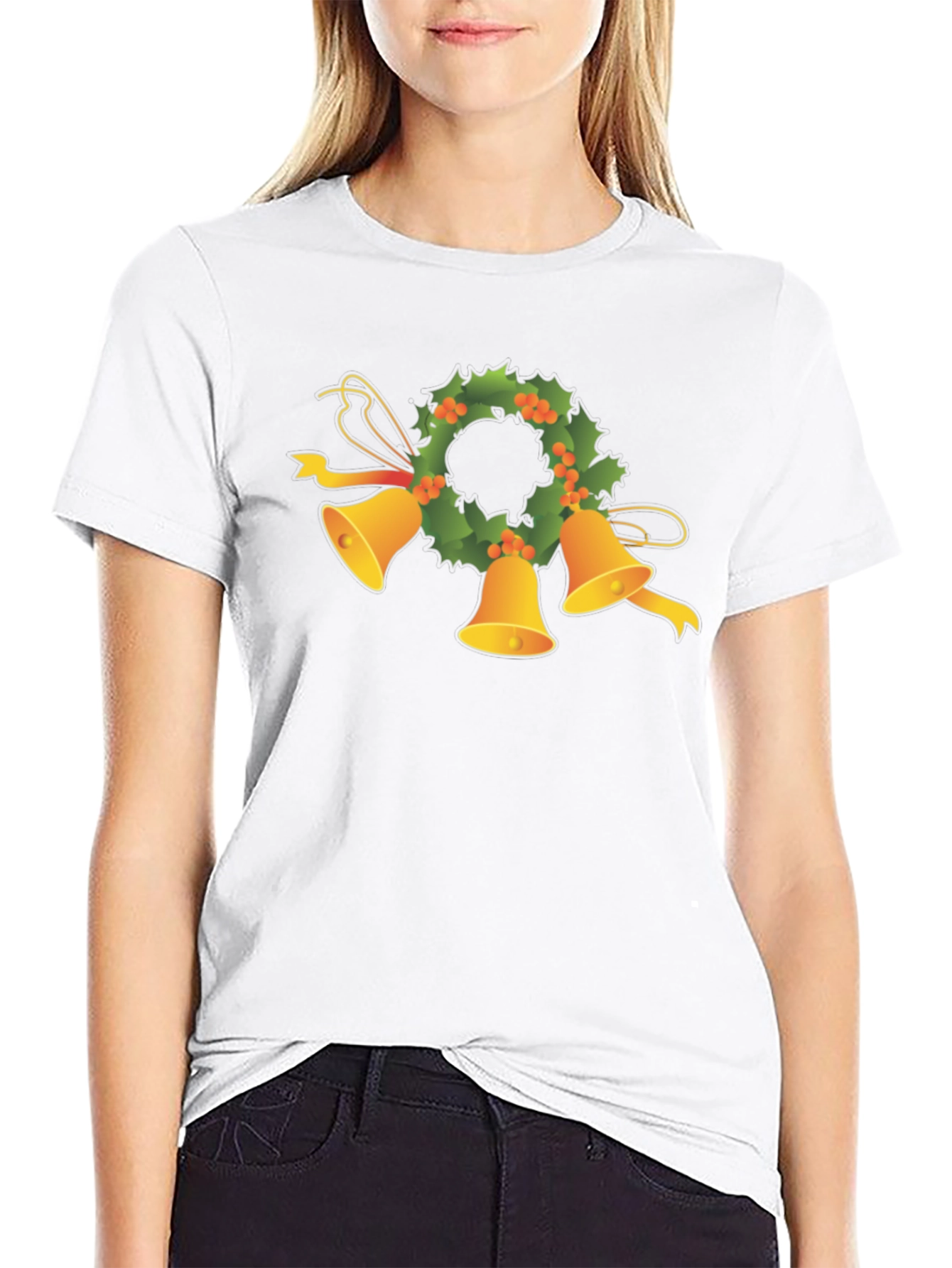 Festive Holiday Bells Wreath Tee