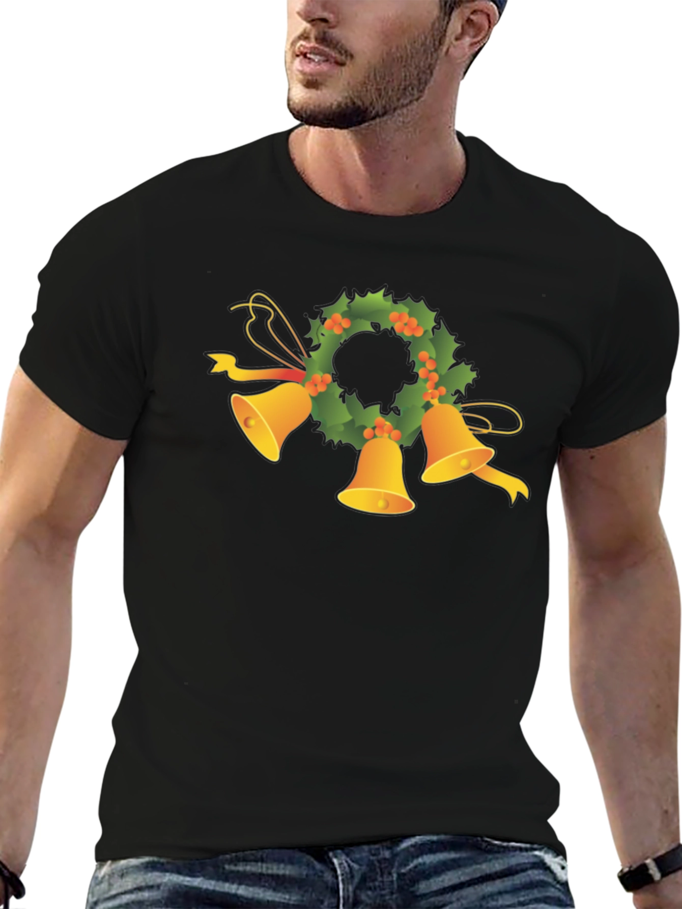 Festive Holiday Bells Wreath Tee