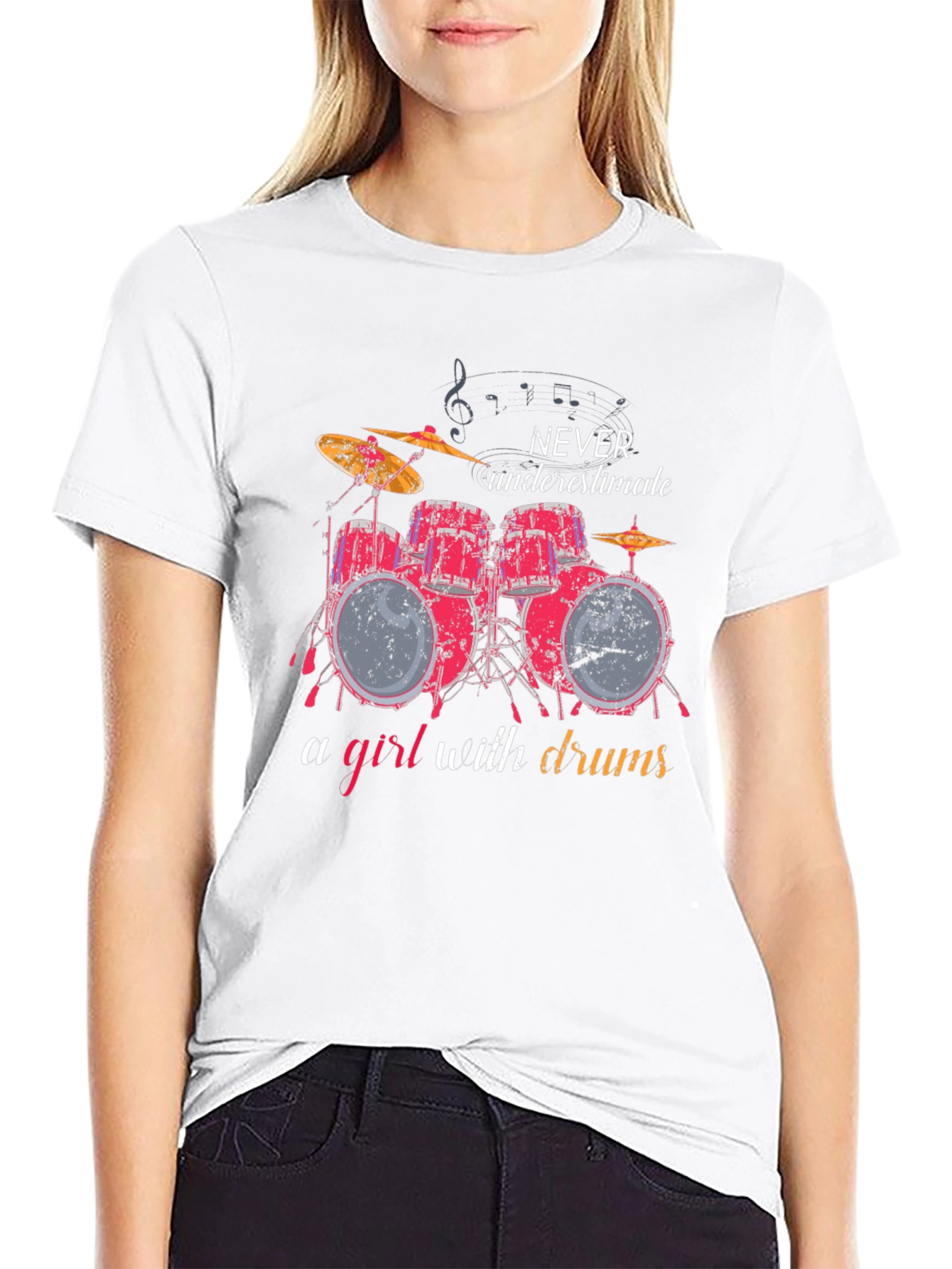 Never Underestimate a Girl with Drums T-Shirt