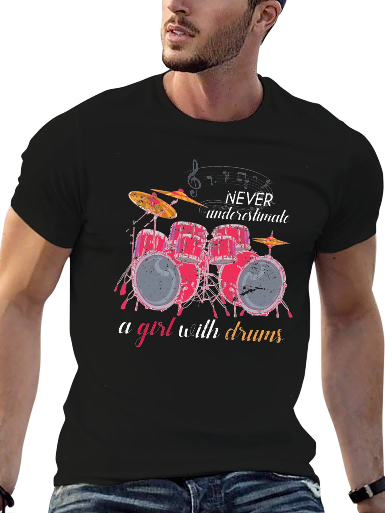 Never Underestimate a Girl with Drums T-Shirt