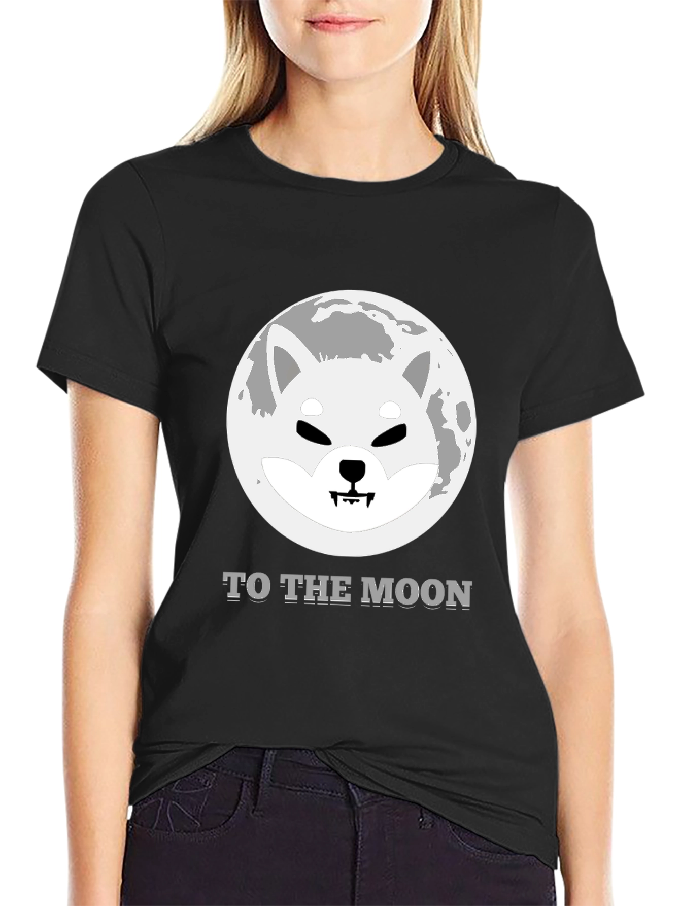 Shiba Inu To The Moon Black T-Shirt