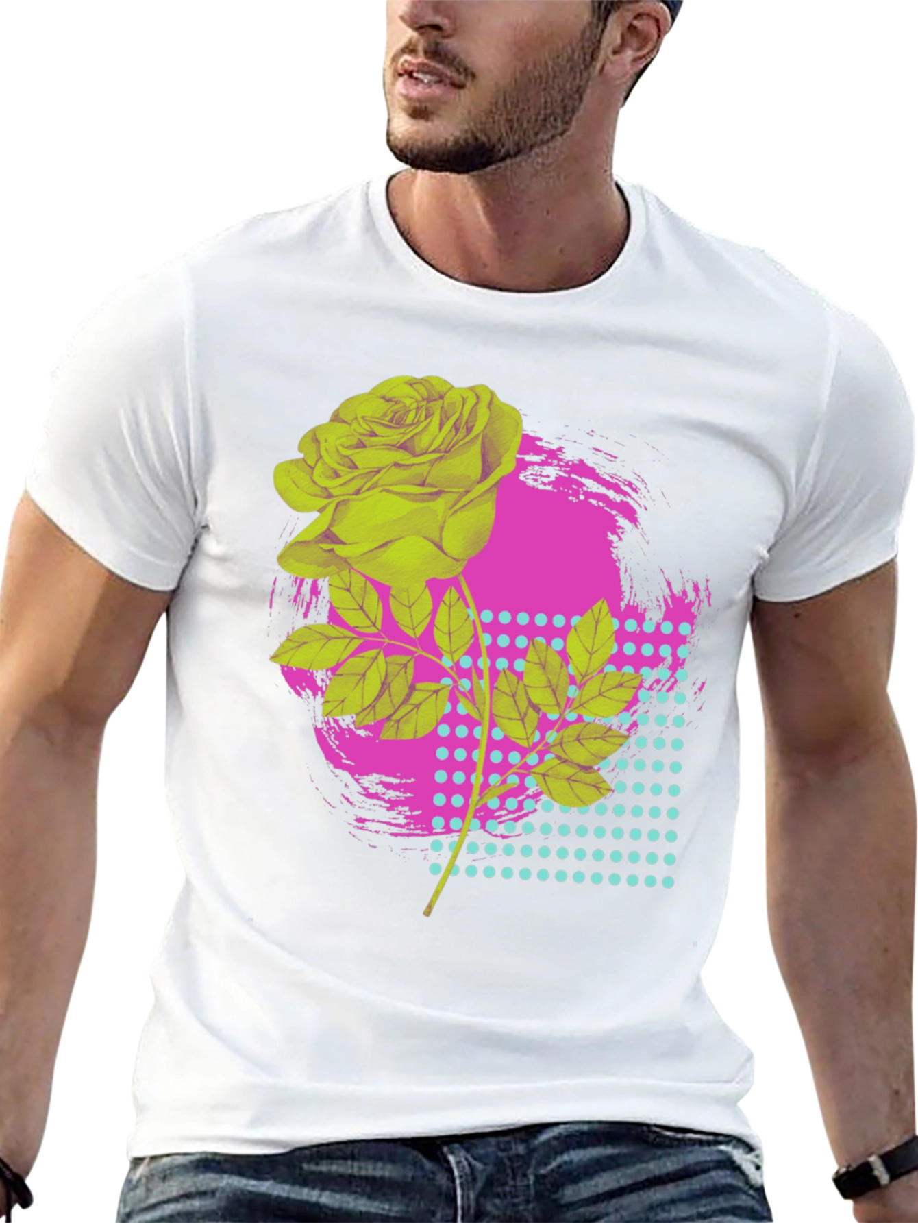 Rose Graphic T-Shirt - Bold Neon Design