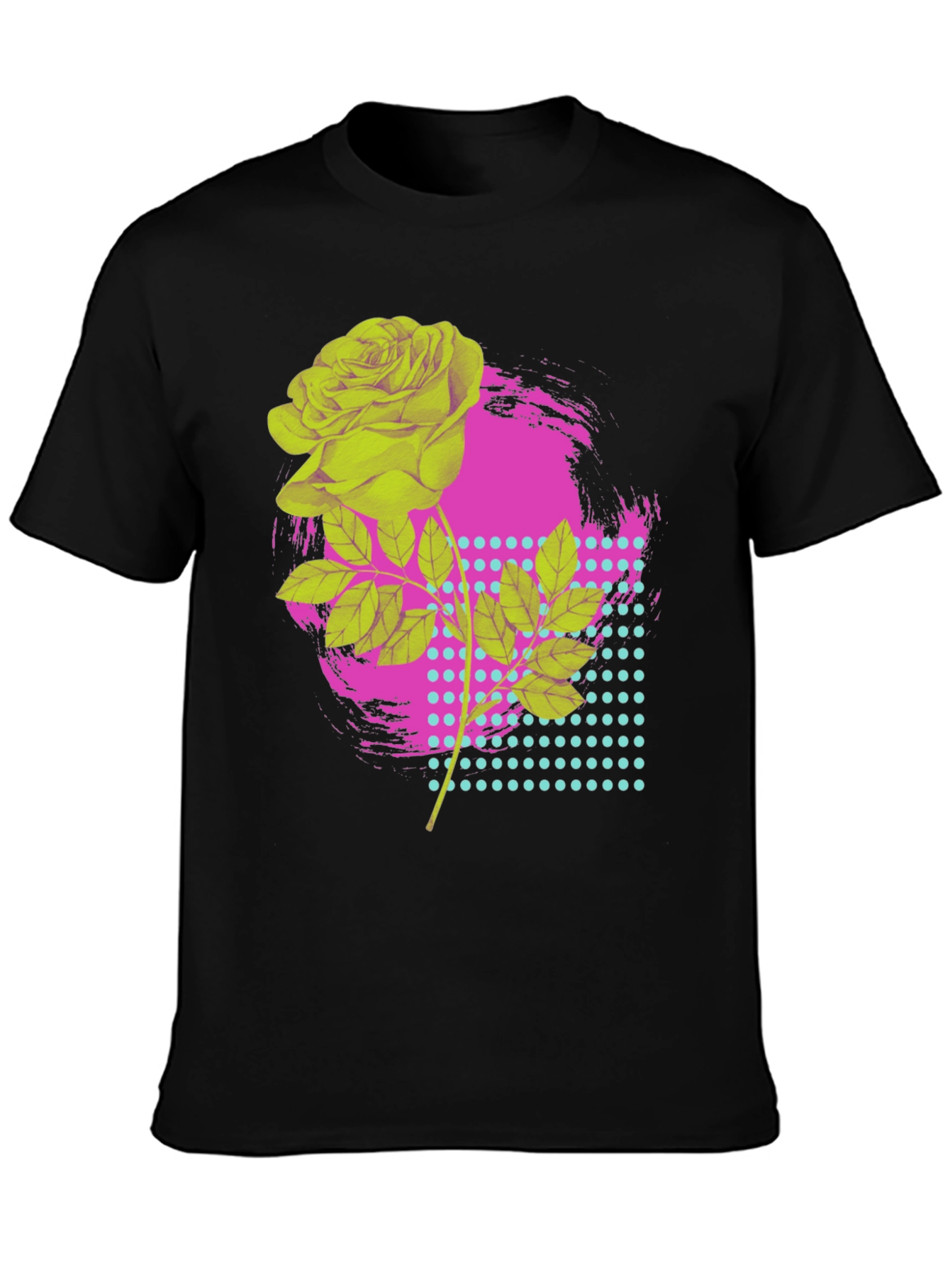 Rose Graphic T-Shirt - Bold Neon Design