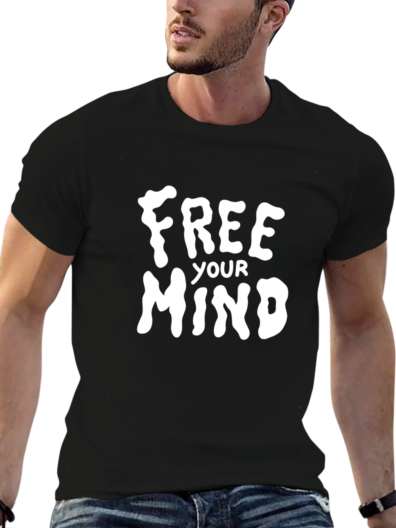 Free Your Mind Graphic Tee - Black Cotton T-Shirt