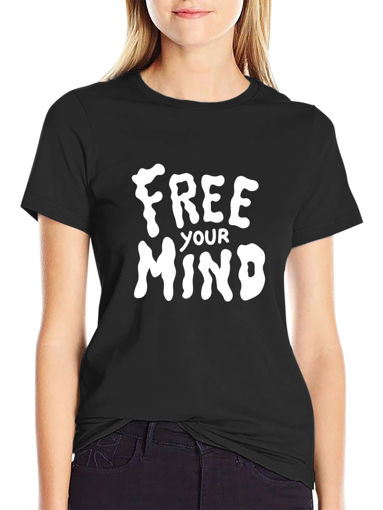 Free Your Mind Graphic Tee - Black Cotton T-Shirt