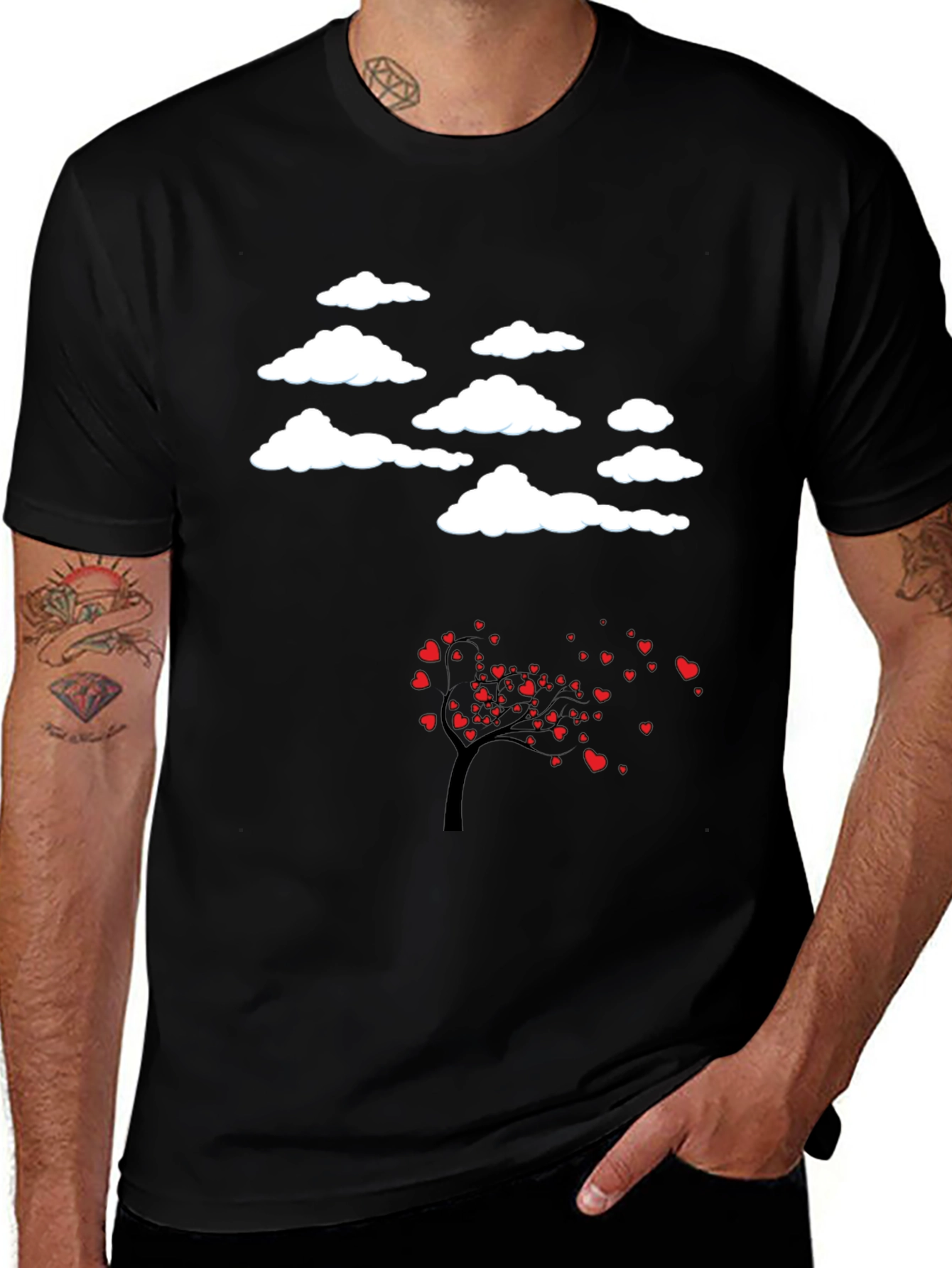 Cloud & Love Tree Black T-Shirt