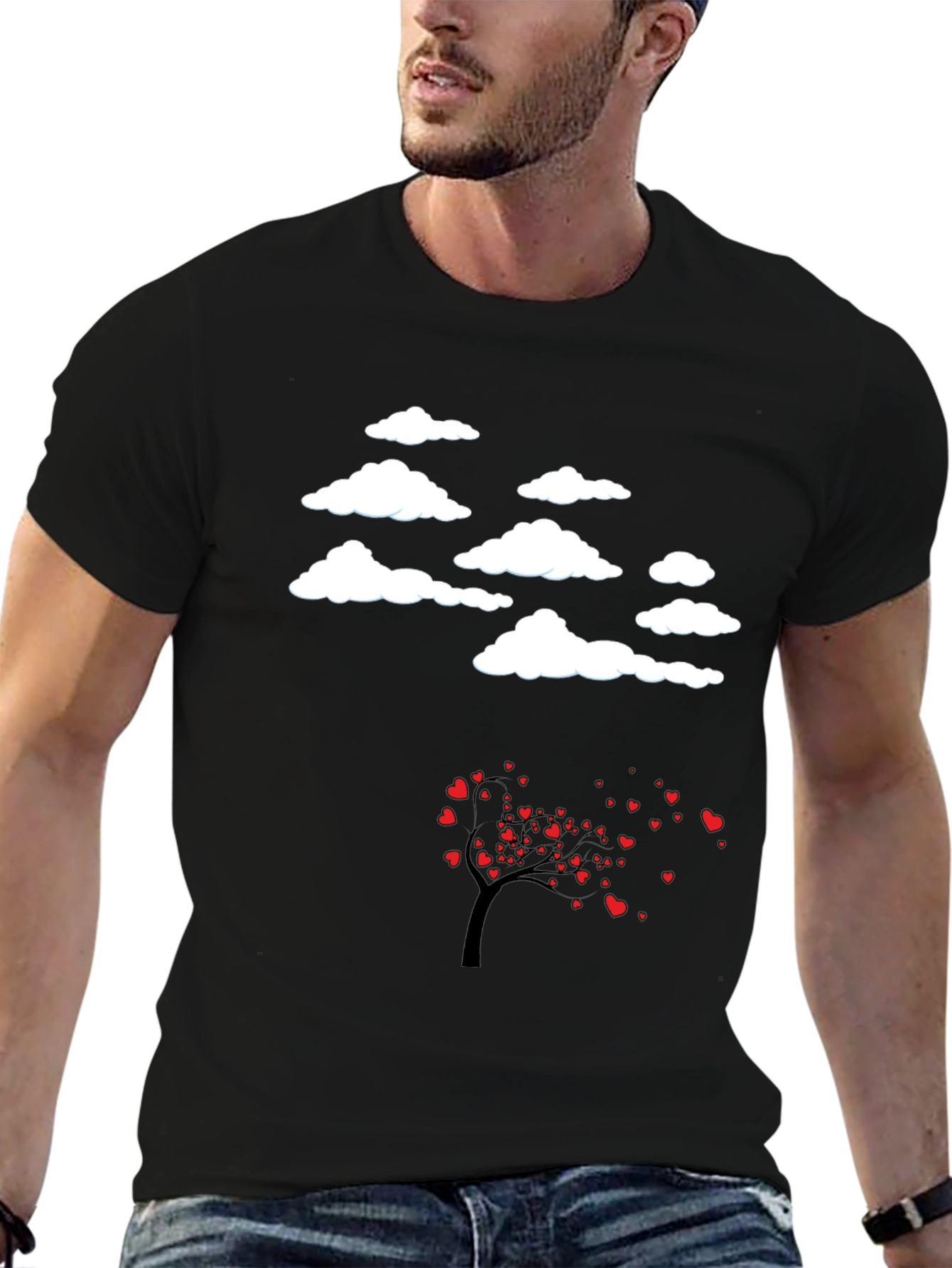 Cloud & Love Tree Black T-Shirt