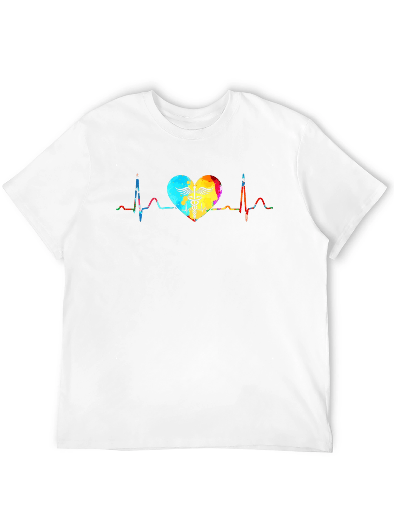 Heartbeat Caduceus Graphic T-Shirt - Black