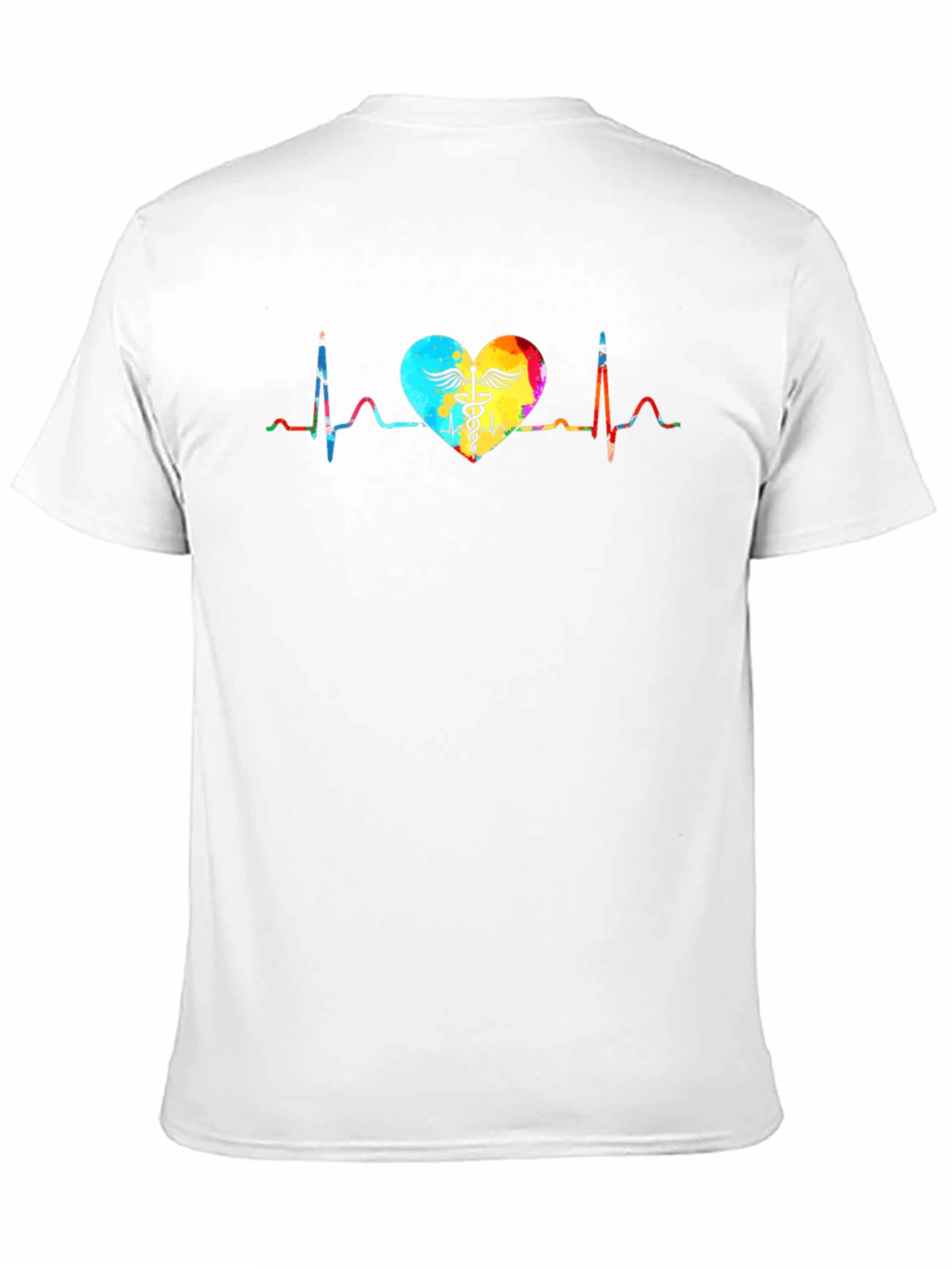 Heartbeat Caduceus Graphic T-Shirt - Black