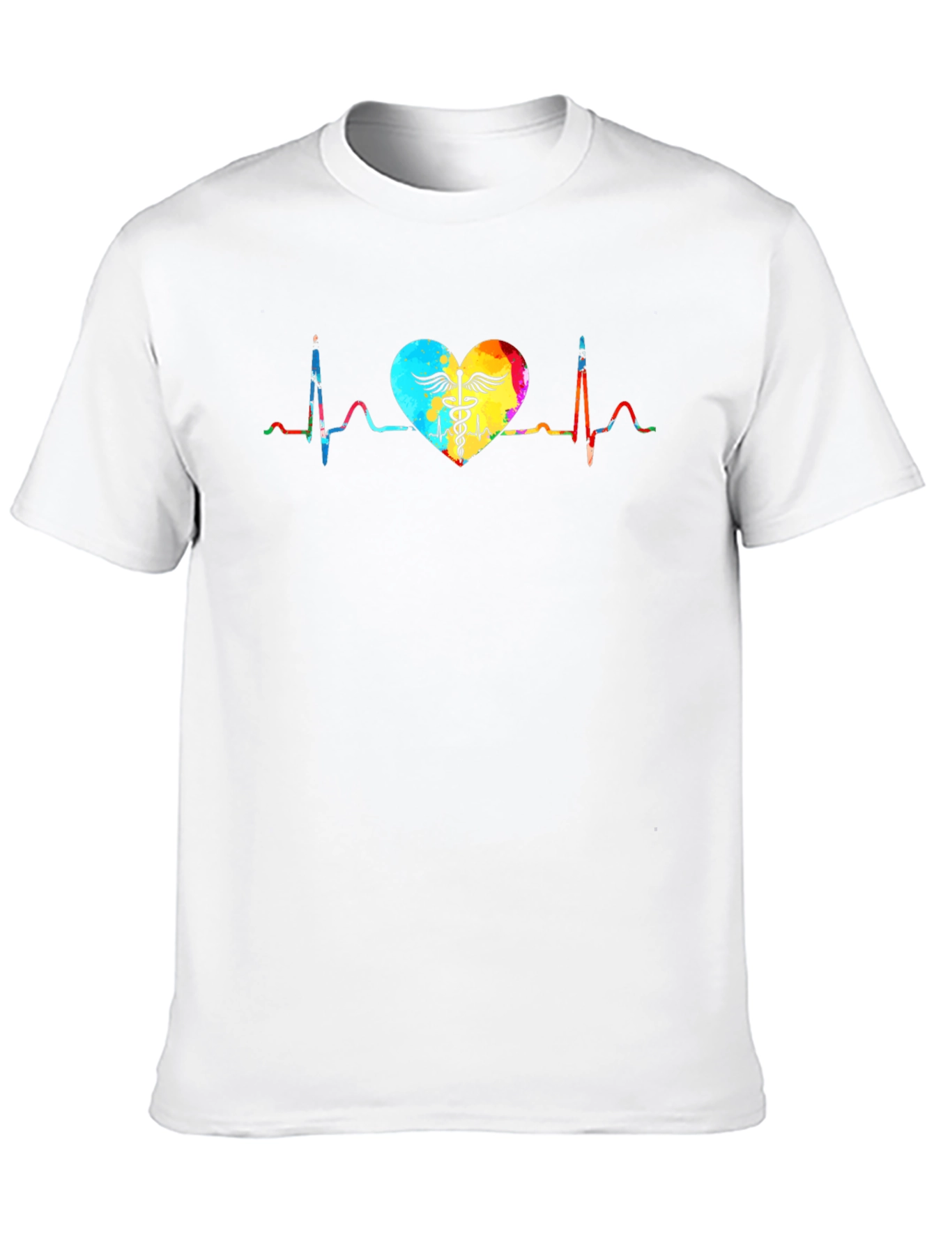 Heartbeat Caduceus Graphic T-Shirt - Black