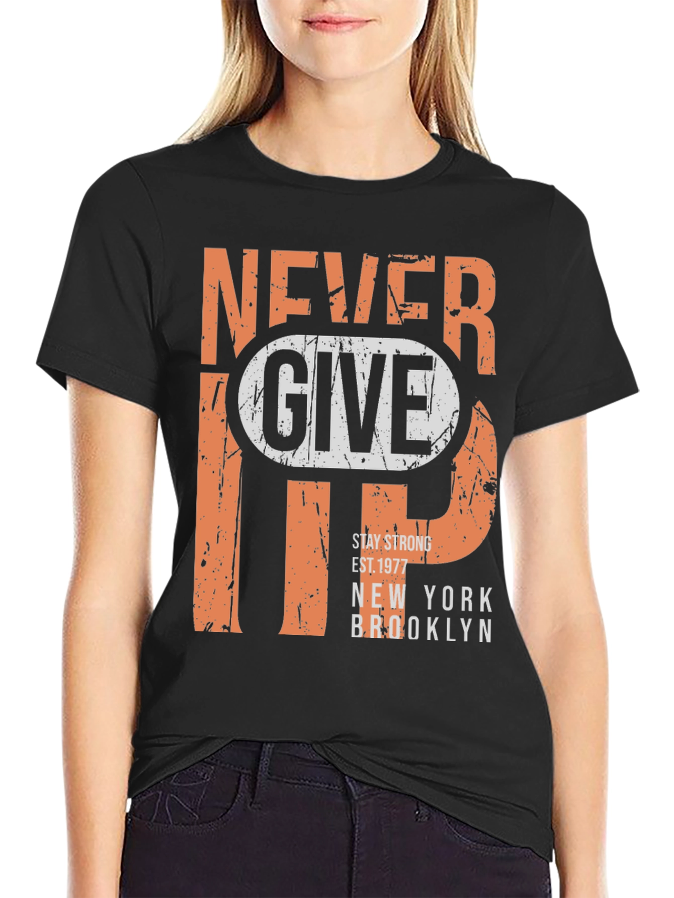 Never Give Up Graphic Tee - Mens T-Shirt