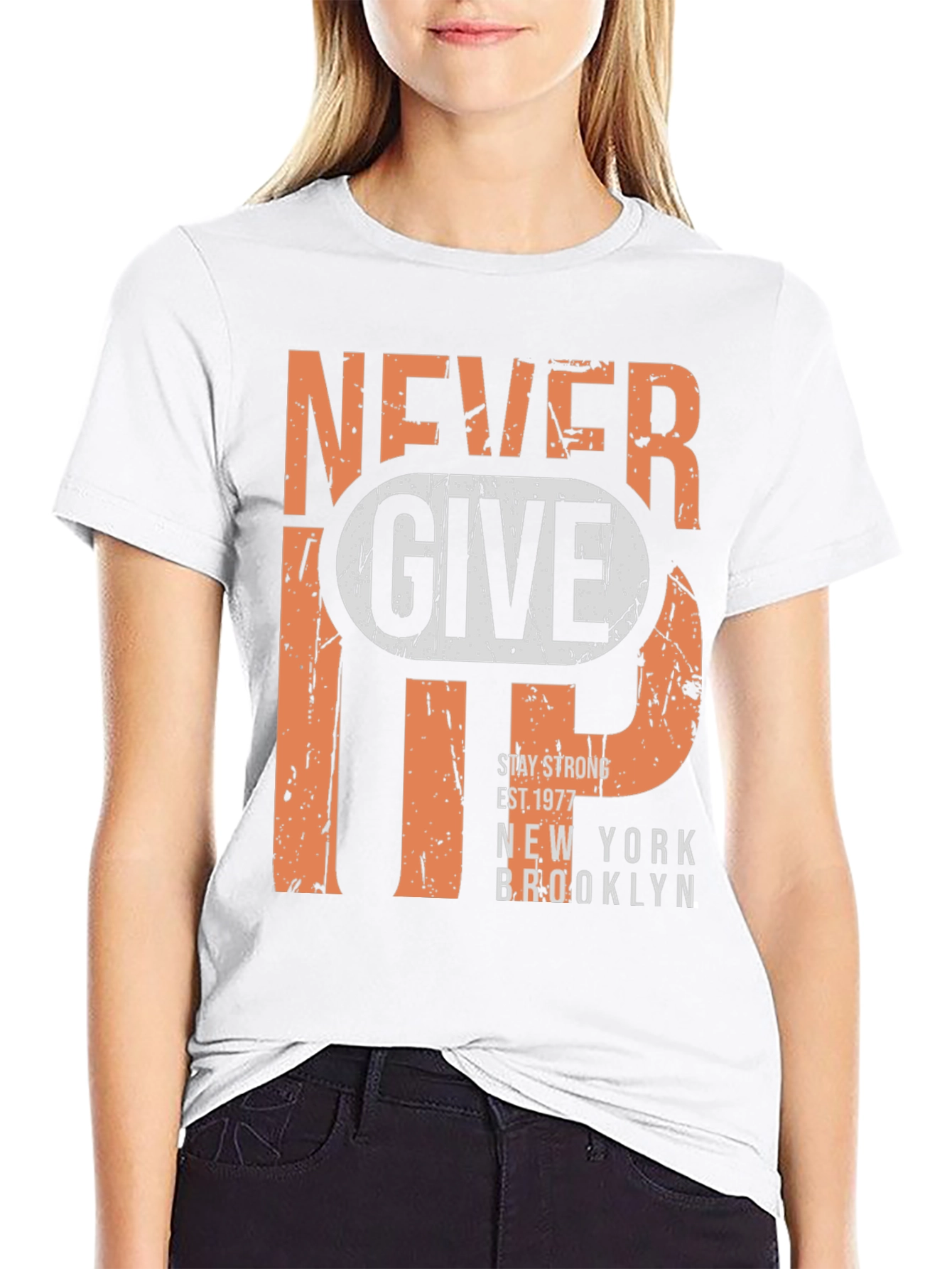 Never Give Up Graphic Tee - Mens T-Shirt