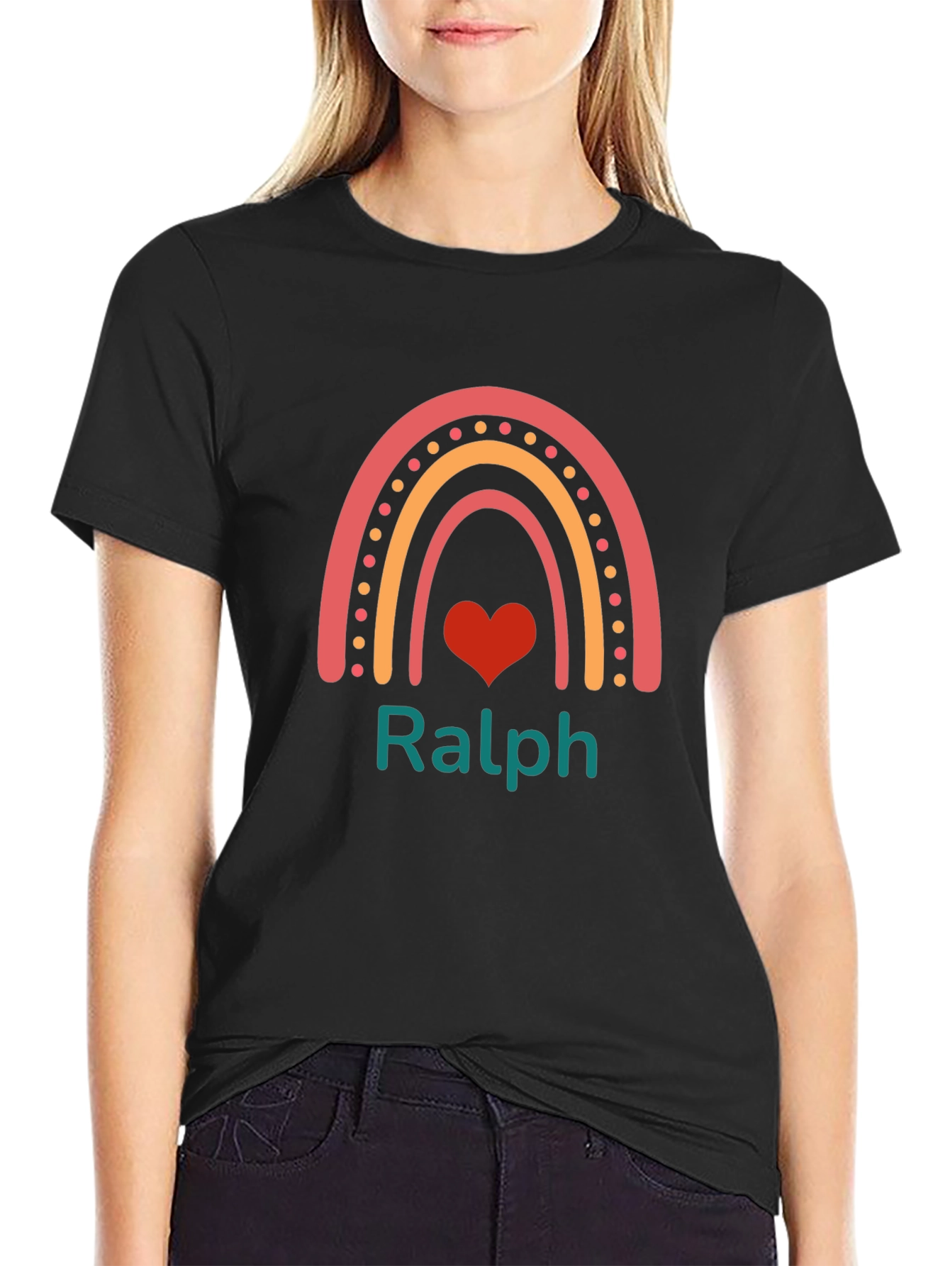 Personalized Rainbow Heart Mens T-Shirt - Ralph