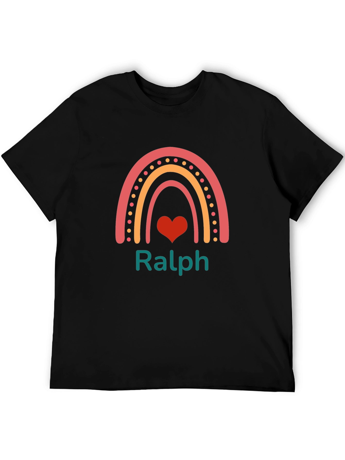 Personalized Rainbow Heart Mens T-Shirt - Ralph