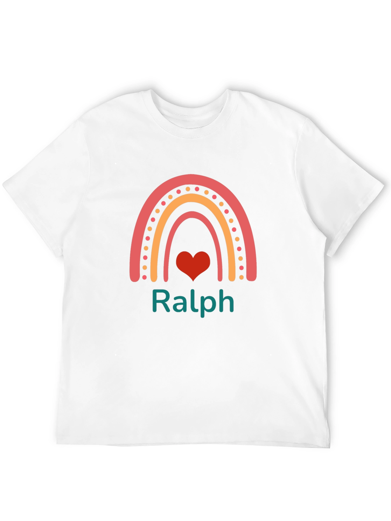 Personalized Rainbow Heart Mens T-Shirt - Ralph