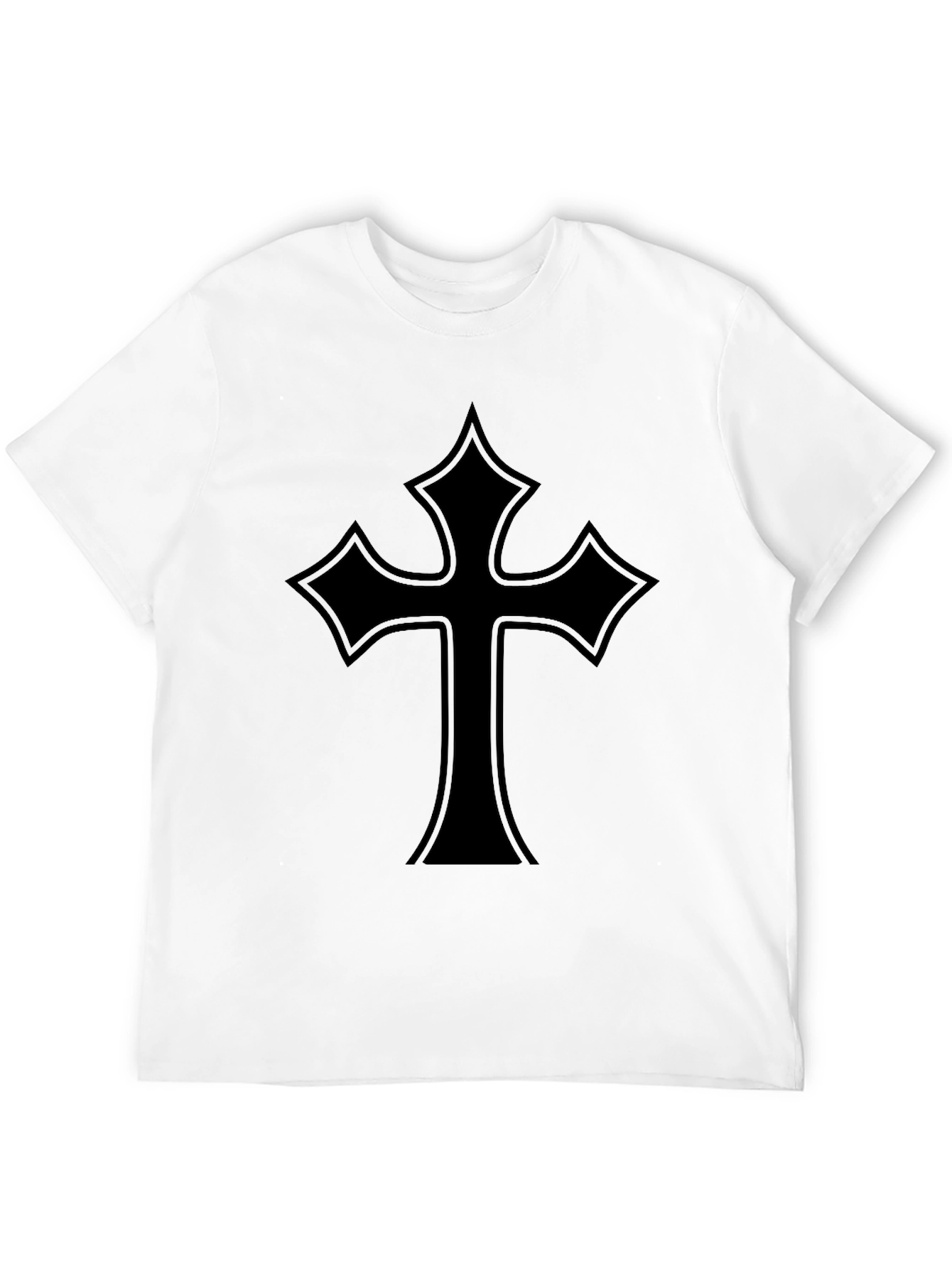 Mens Black T-Shirt with Gothic Cross Design