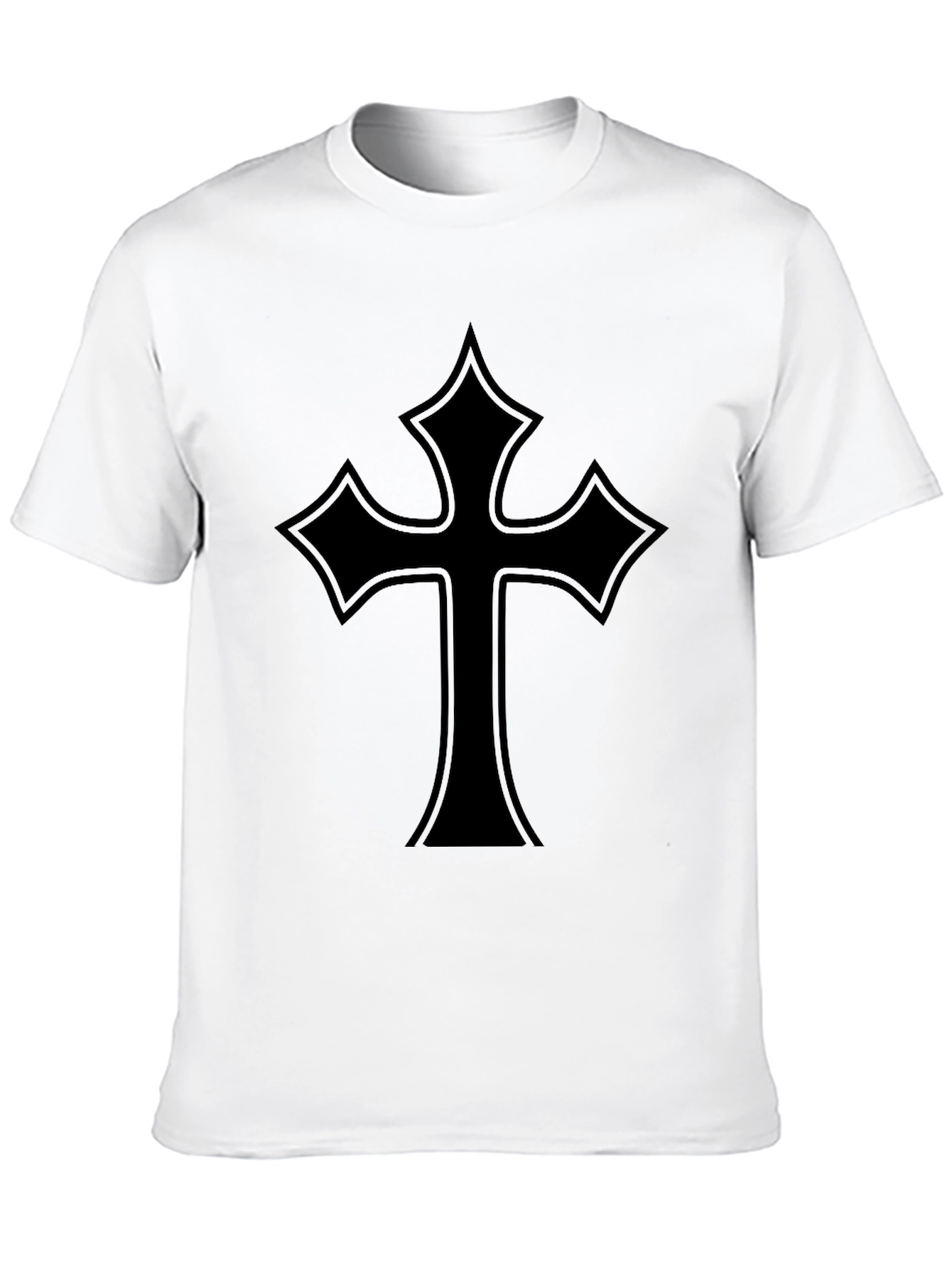 Mens Black T-Shirt with Gothic Cross Design