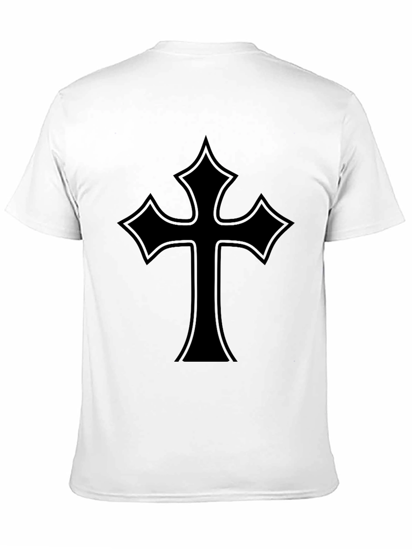 Mens Black T-Shirt with Gothic Cross Design