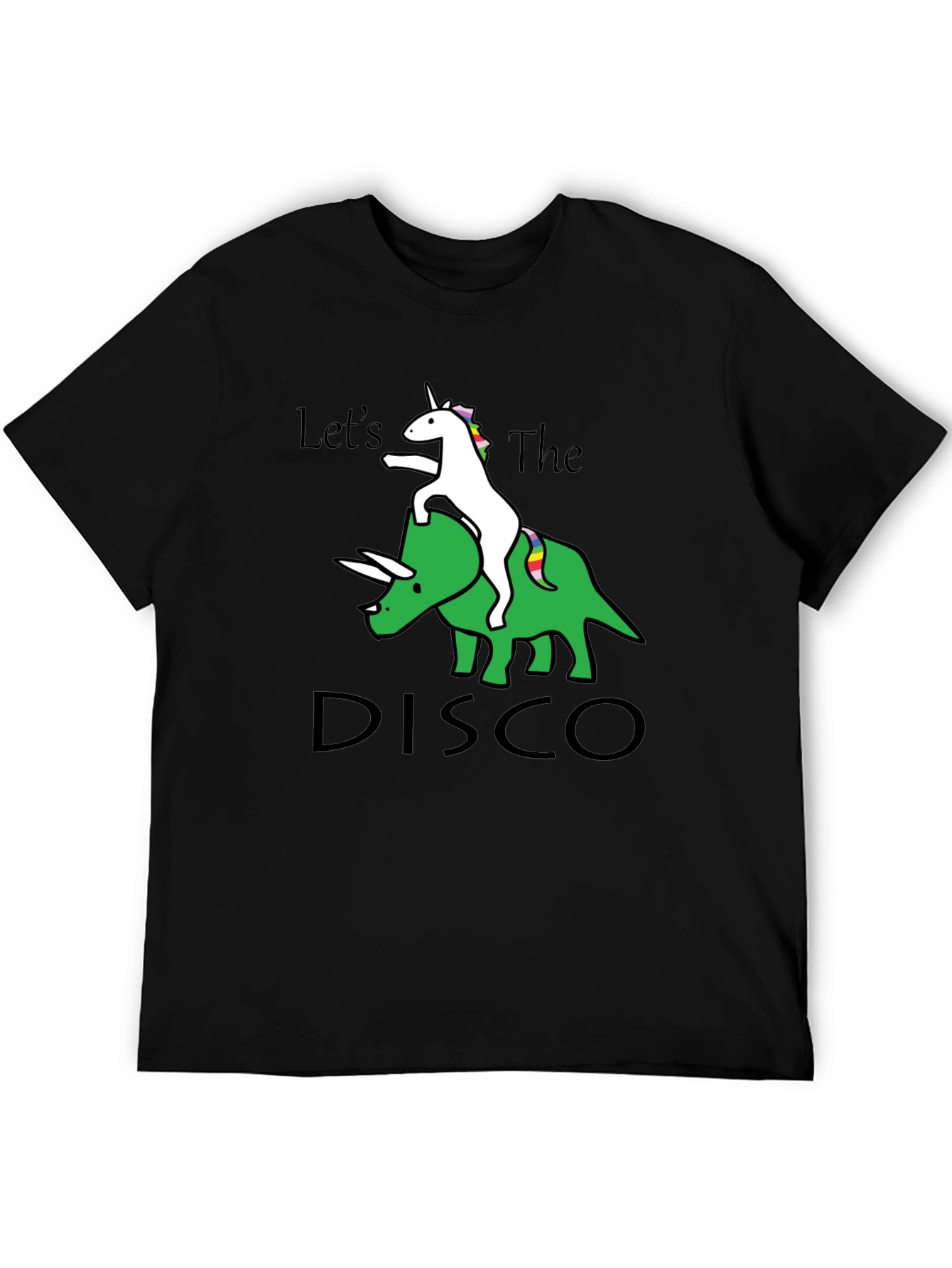 Unicorn Riding Dinosaur Disco T-Shirt
