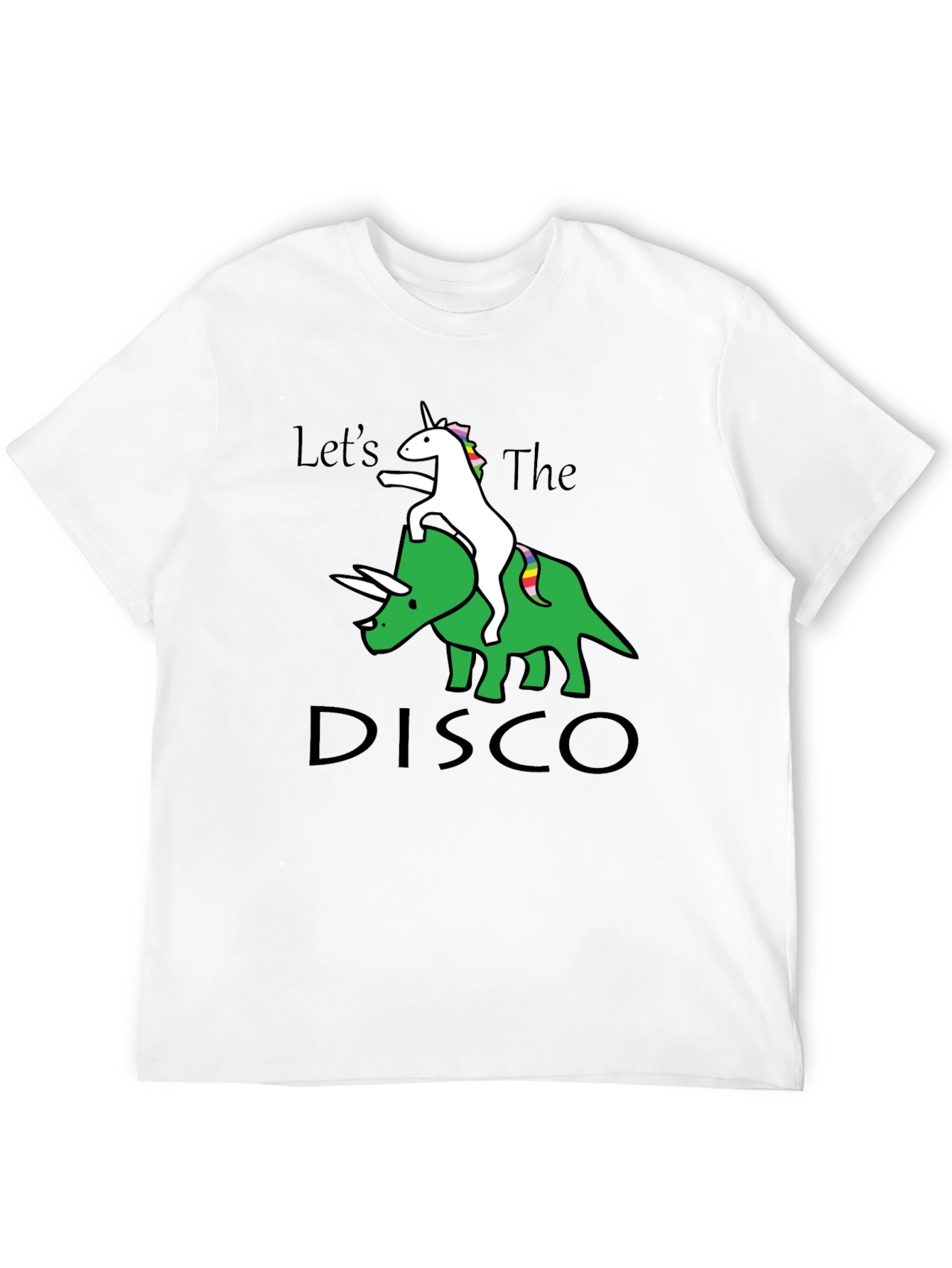 Unicorn Riding Dinosaur Disco T-Shirt