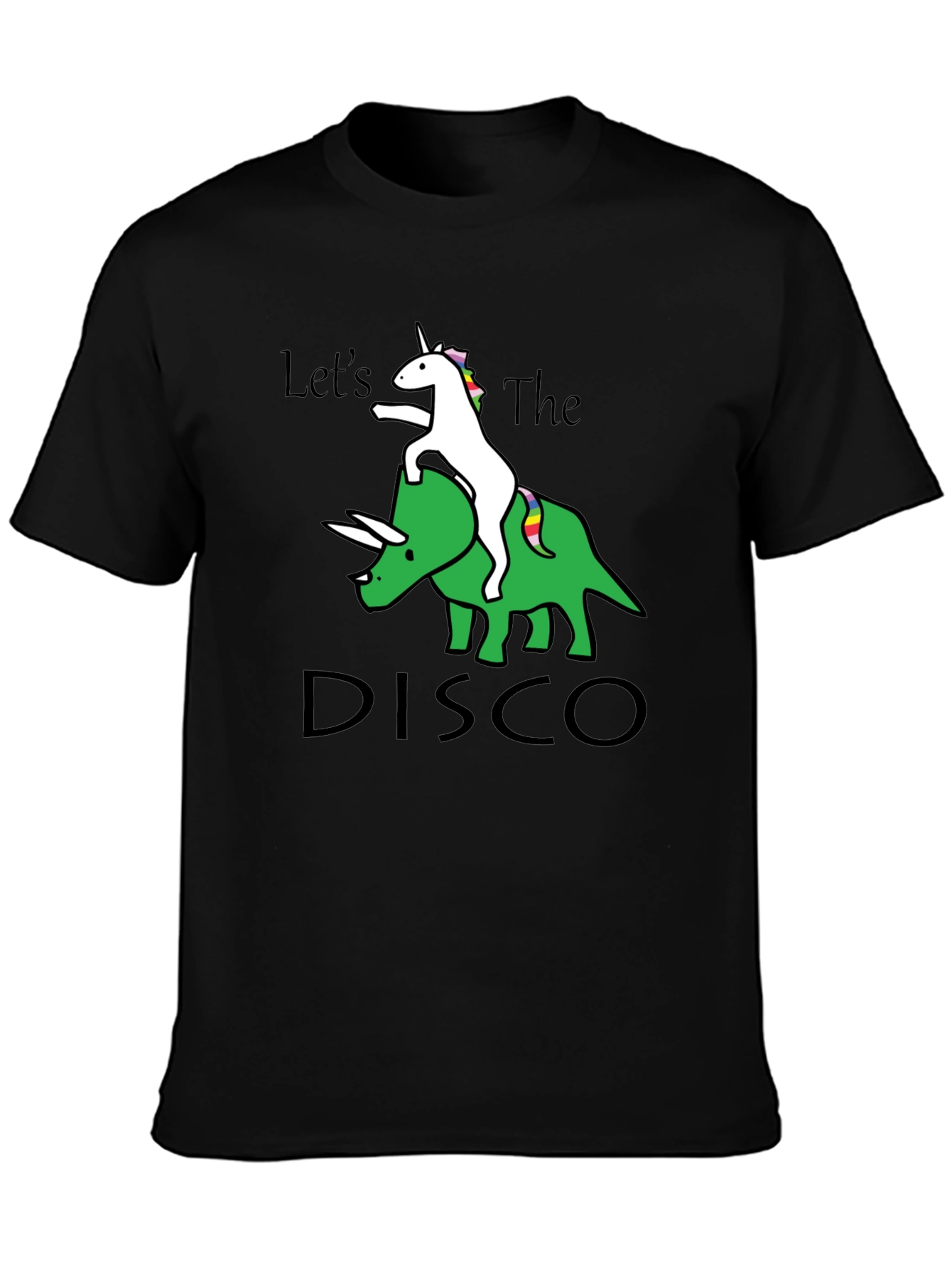 Unicorn Riding Dinosaur Disco T-Shirt