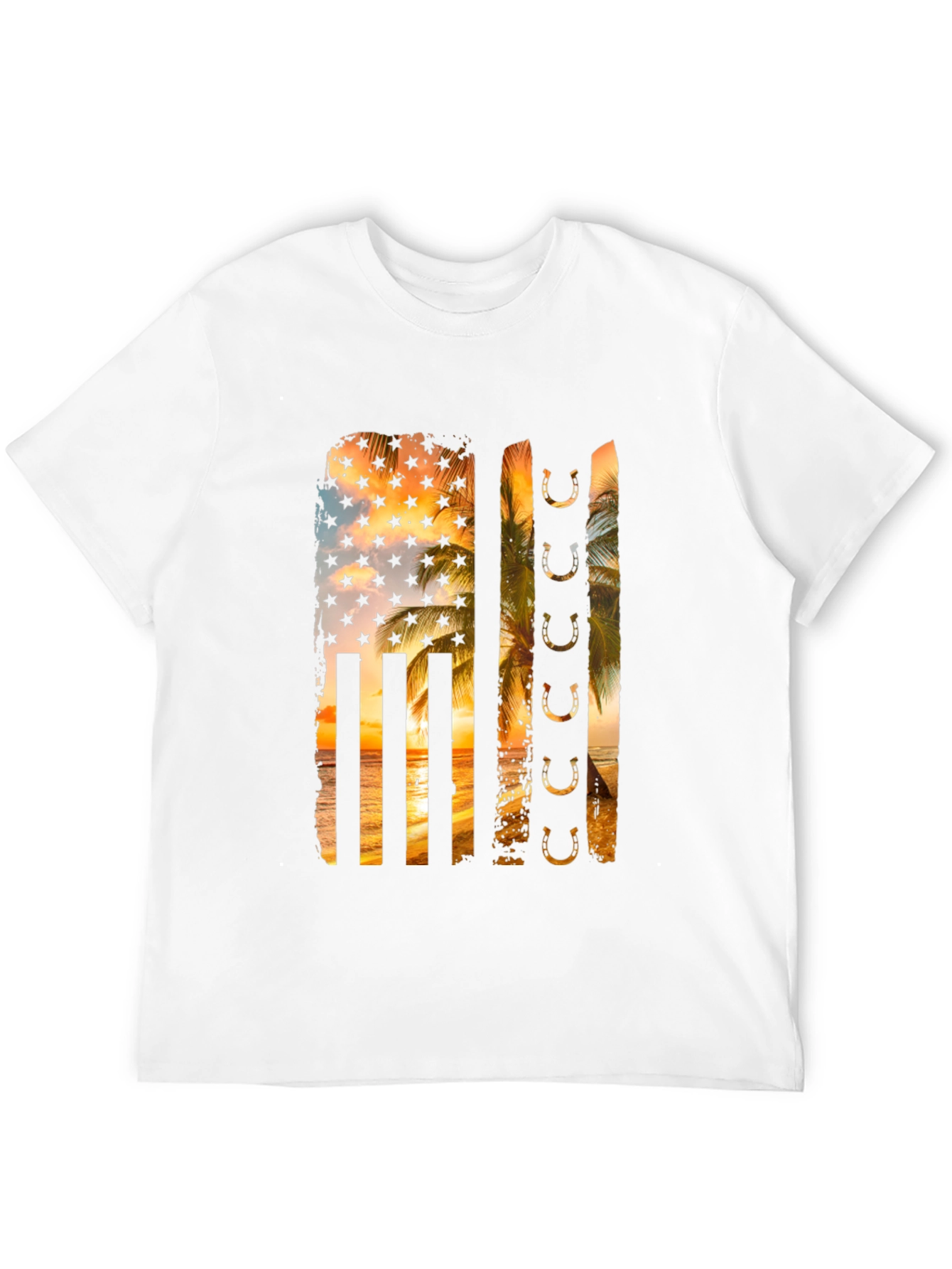 Tropical American Flag Horseshoe Graphic Tee