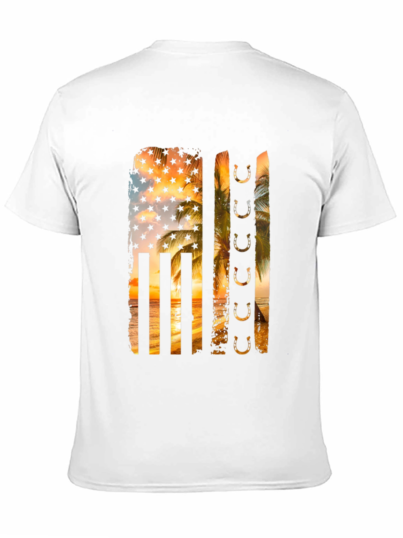 Tropical American Flag Horseshoe Graphic Tee