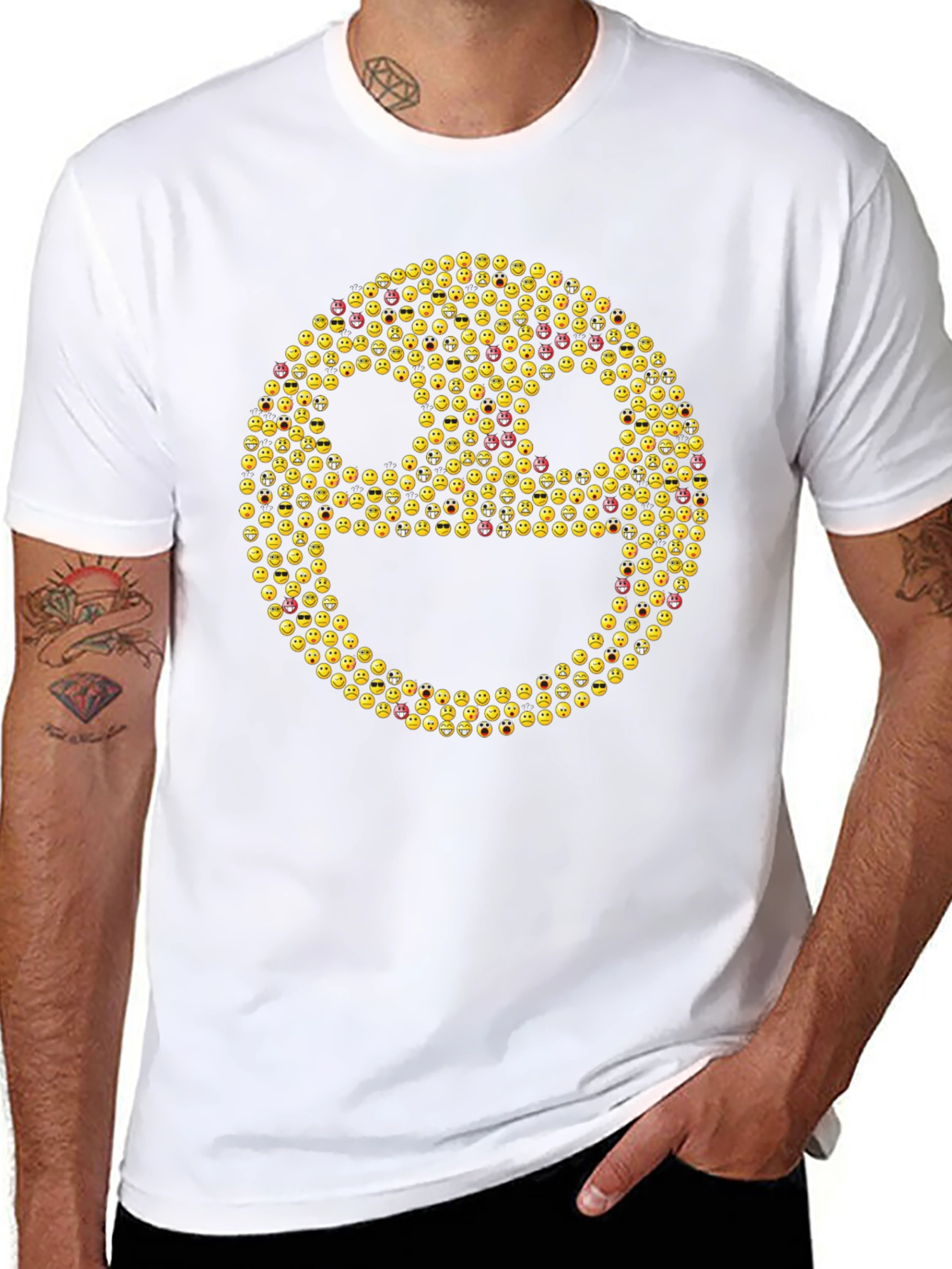 Emoji Smiley Face Graphic Tee - Black