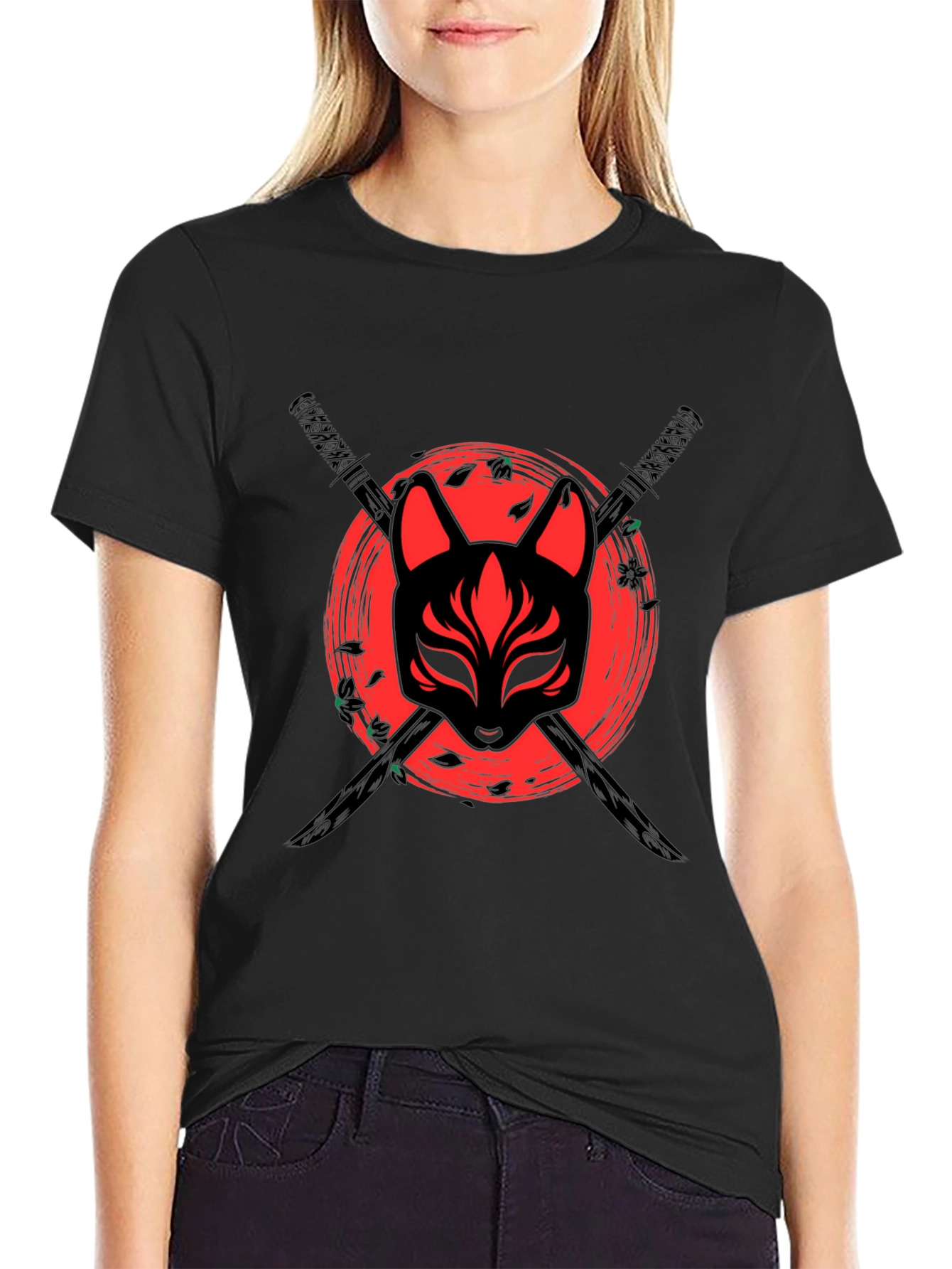 Samurai Fox T-Shirt - Black Cotton Tee