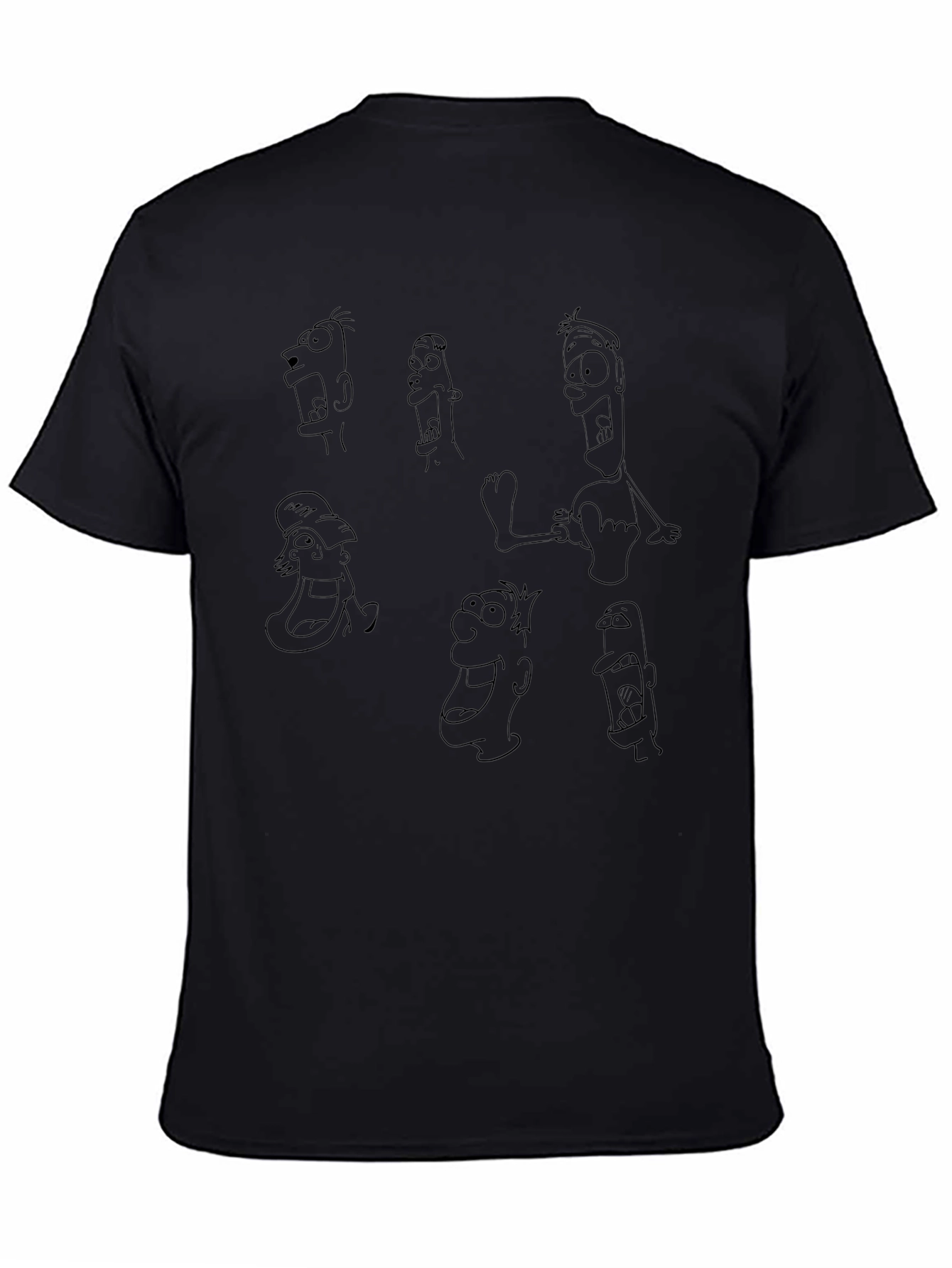Funny Face Sketches Black T-Shirt