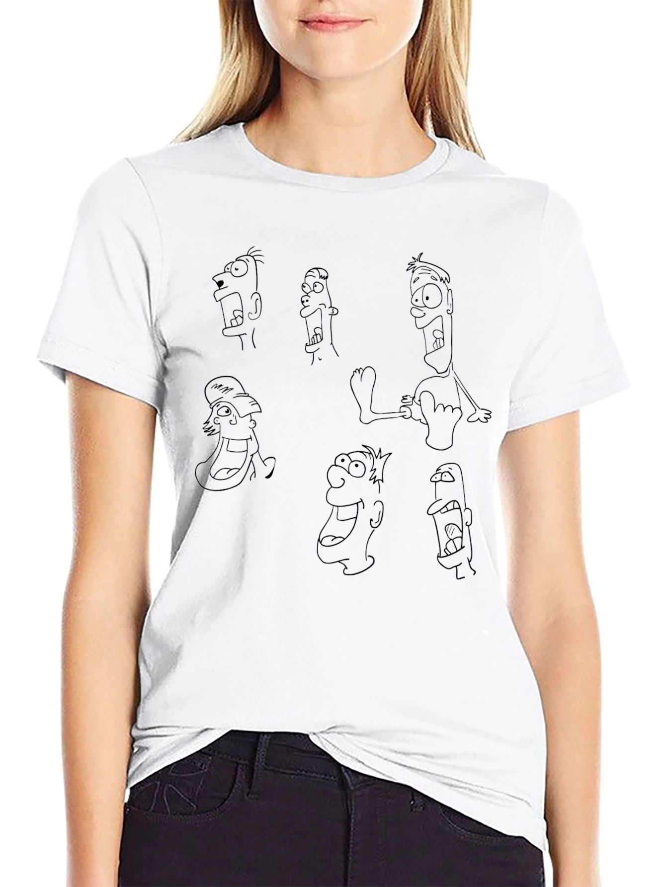 Funny Face Sketches Black T-Shirt