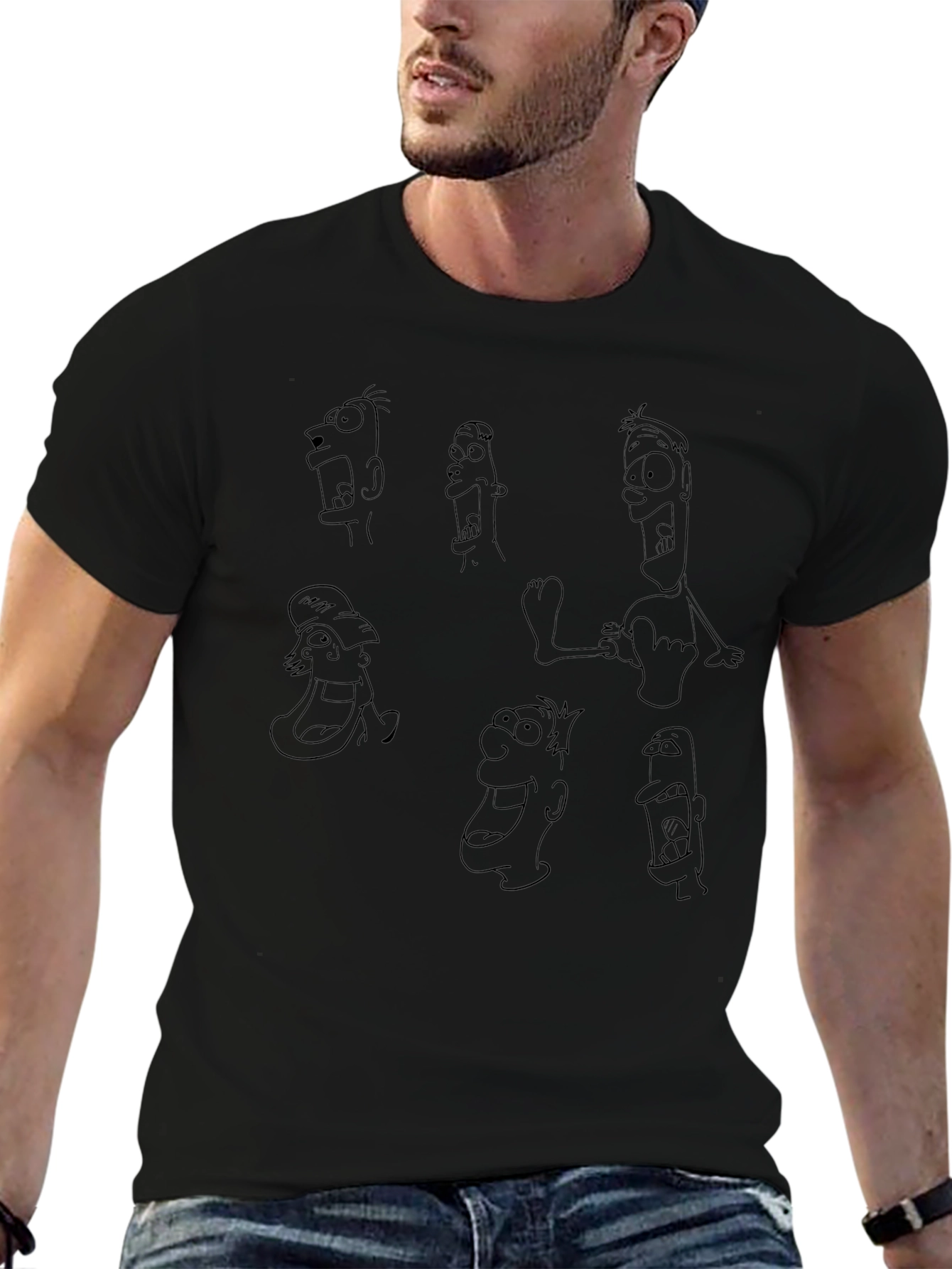 Funny Face Sketches Black T-Shirt