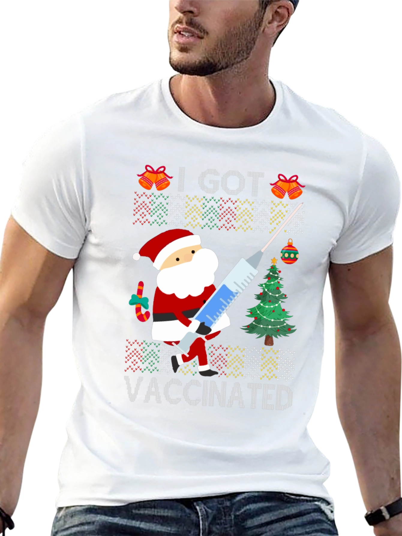 I Got Vaccinated Santa Ugly Christmas Sweater T-Shirt