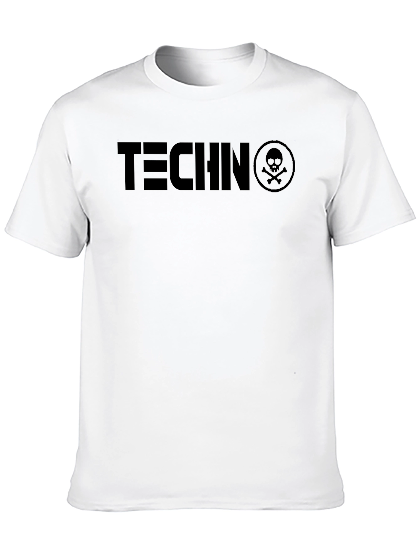 Techno Skull Graphic Tee - Black Crew Neck T-Shirt